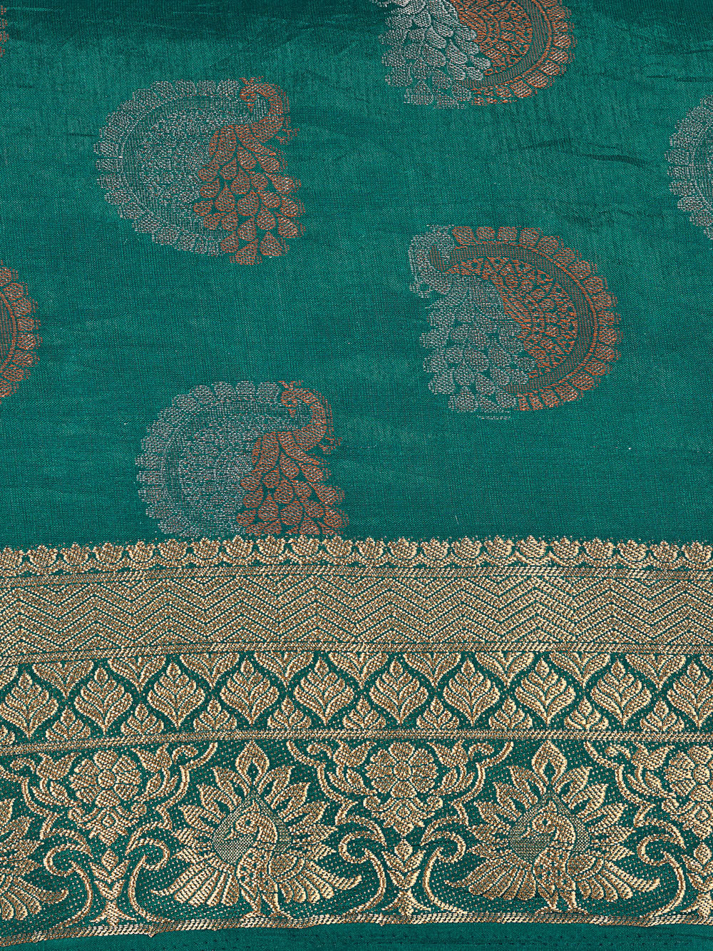 Mimosa Womens Art Silk Saree Kanjivaram Saffire Color