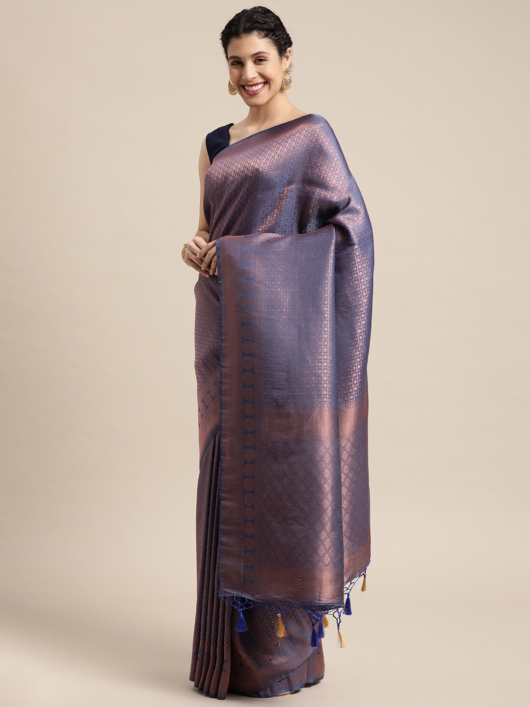 Mimosa Womens Art Silk Saree Kanjivaram Grey Color