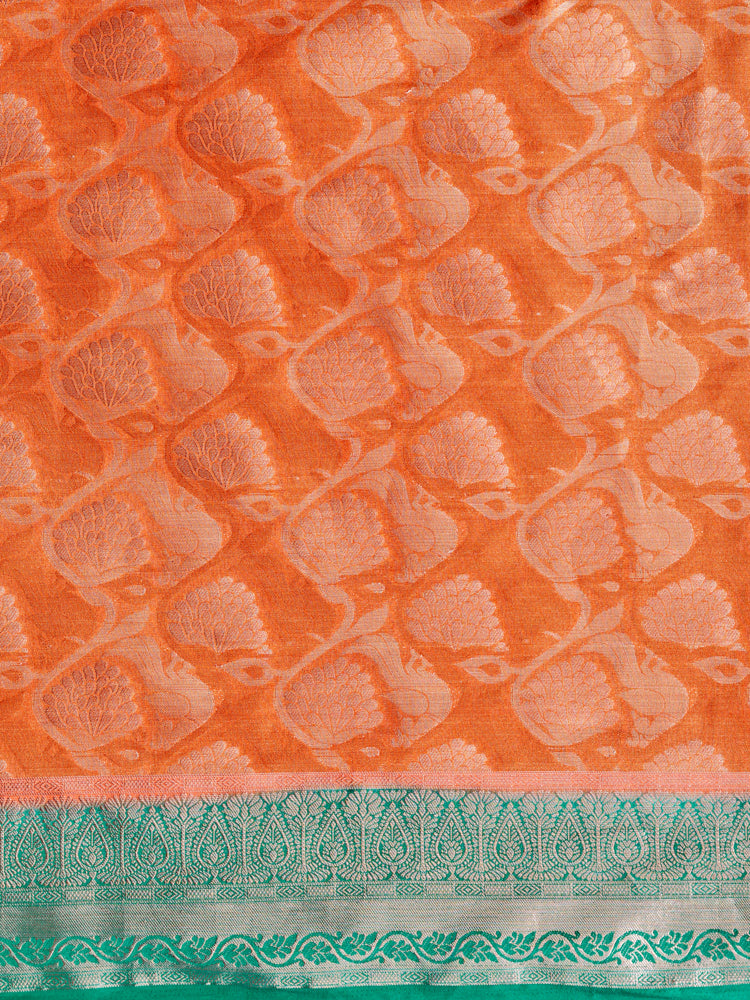 Mimosa Women's Woven Design Kanjivaram Style Art Silk Saree With Blouse Piece : SA0000373PCFREE