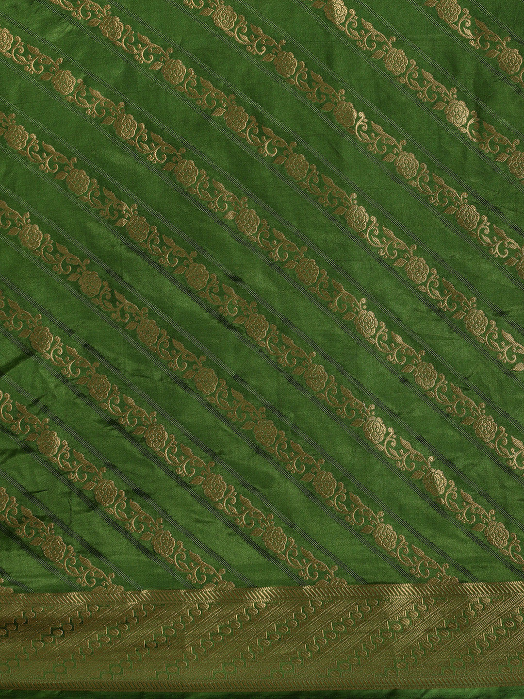 Mimosa Womens Art Silk Saree Kanjivaram Olive Color