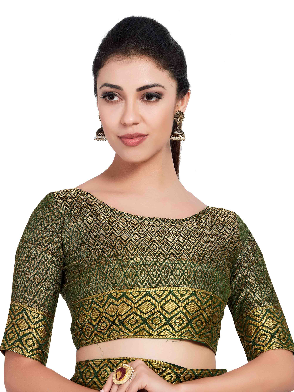 Mimosa Womens Art Silk Saree Kanjivaram BGreen Color