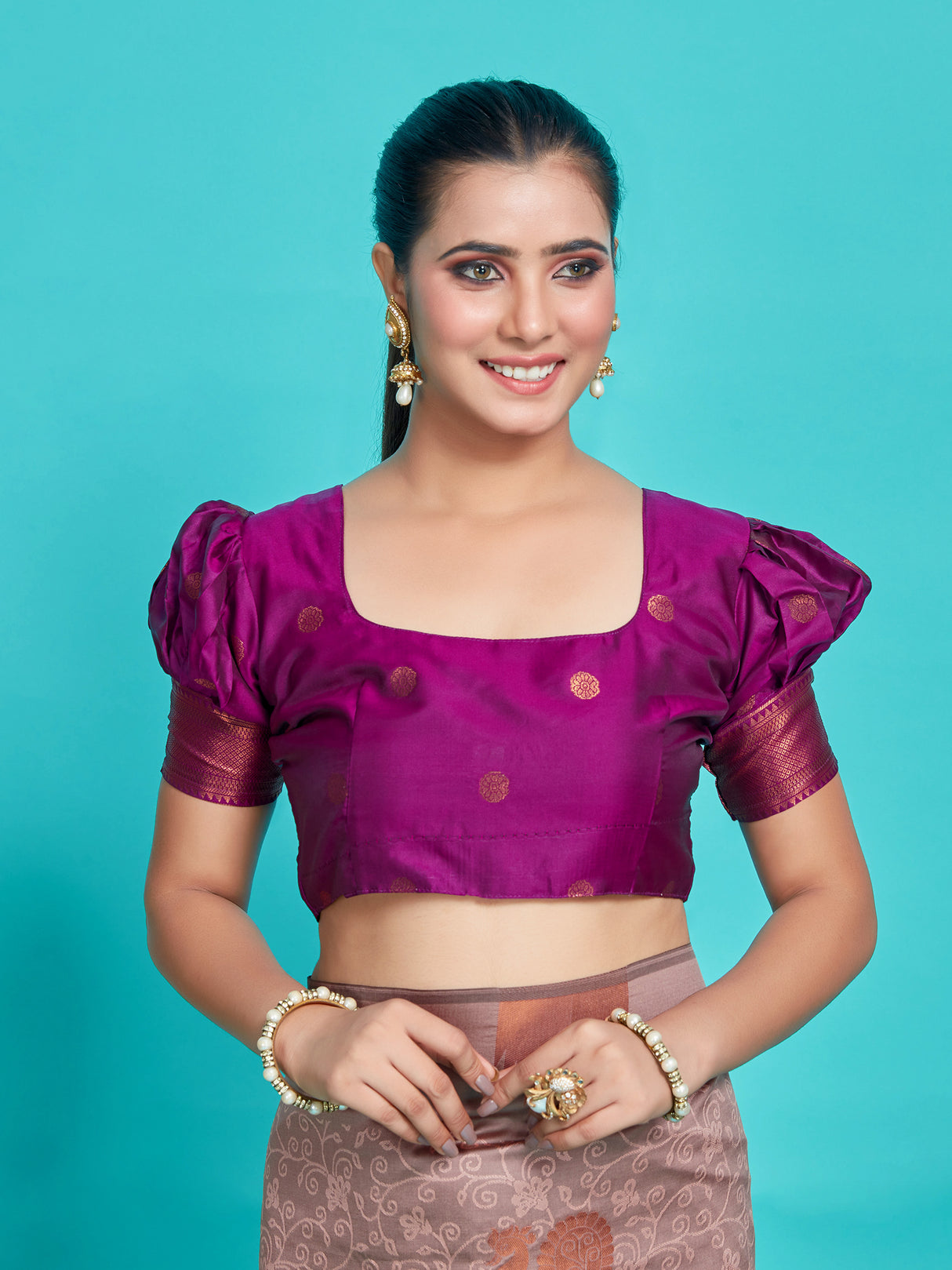 Mimosa Women's Woven Design Kanjivaram Style Art Silk Saree With Blouse Piece : SA00001415PCFREE