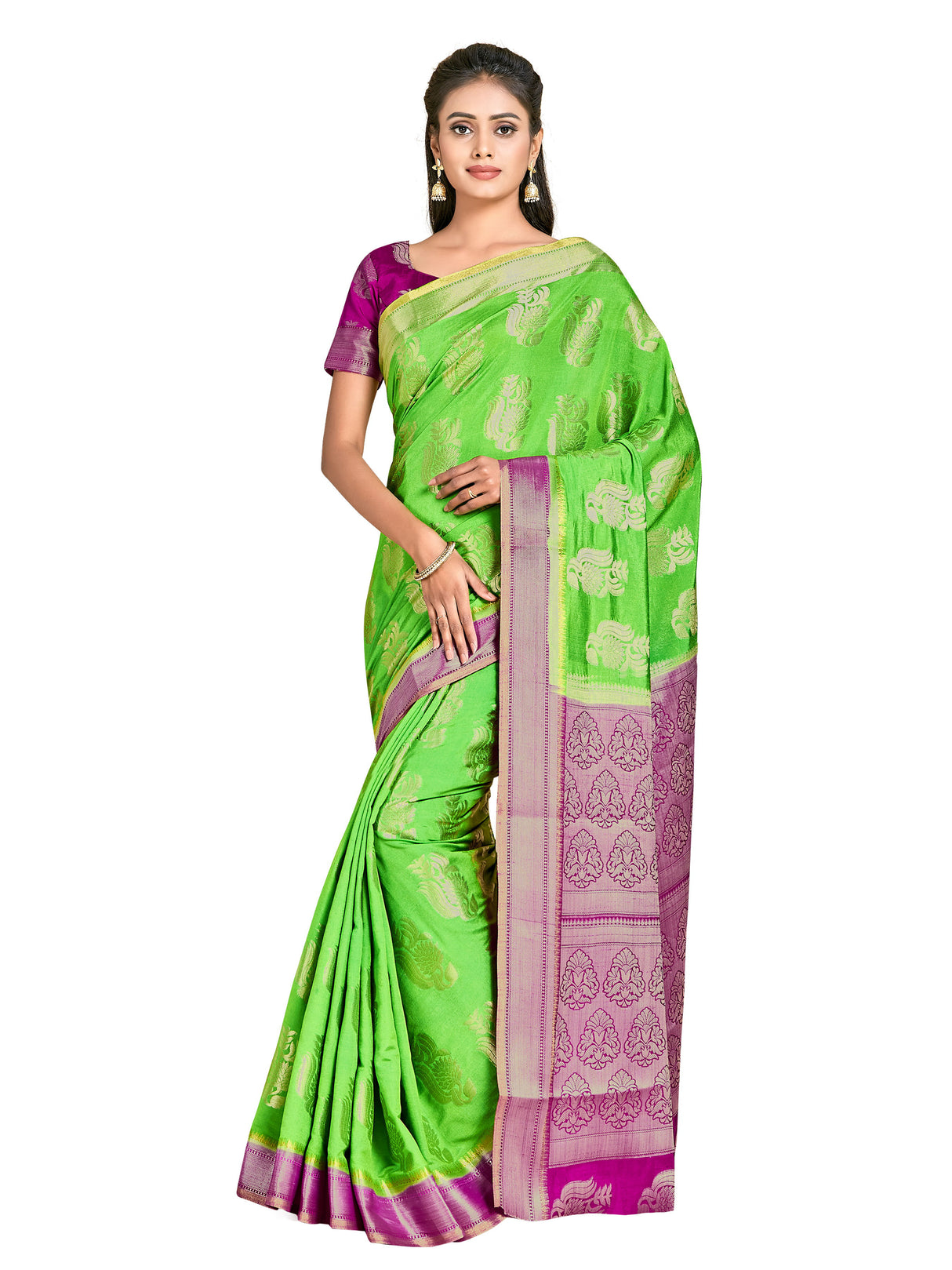 Mimosa Womens Art Silk Saree Kanjivaram Liril Color