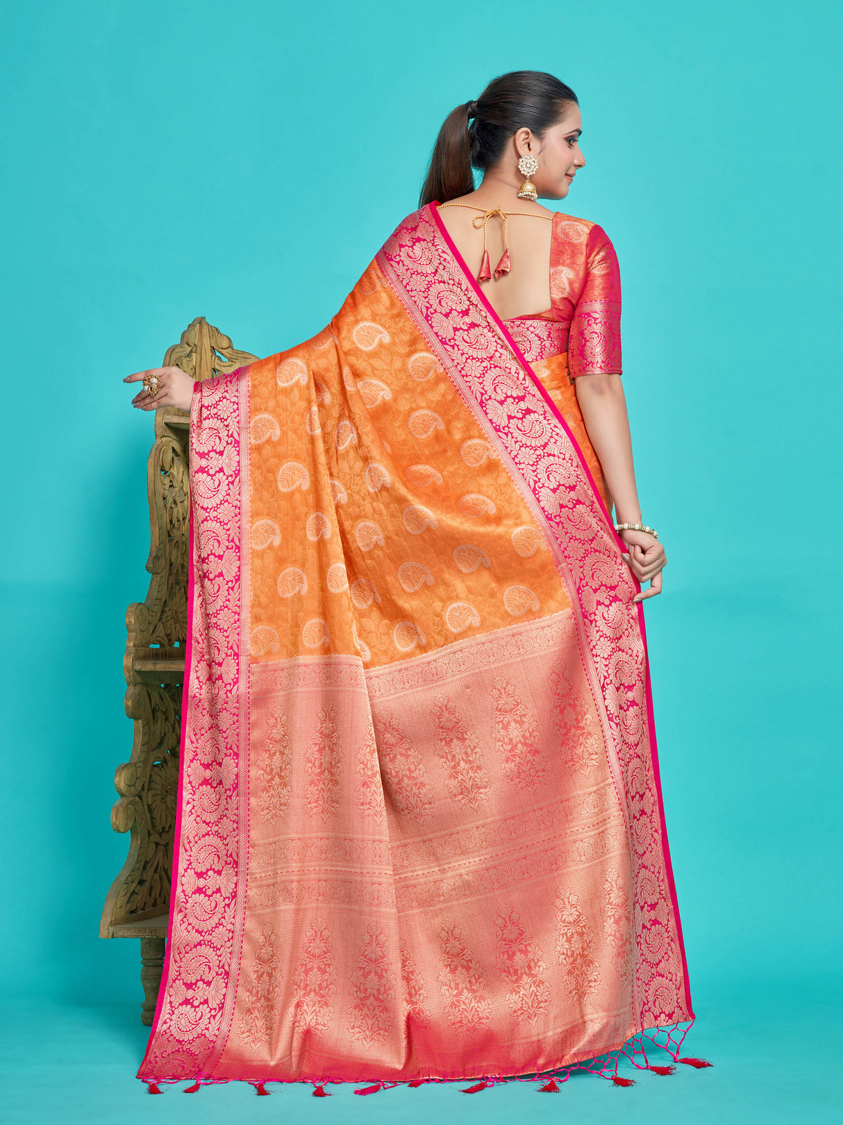 Mimosa Women's Woven Design Kanjivaram Style Art Silk Saree With Blouse Piece : SA0000412PCFREE