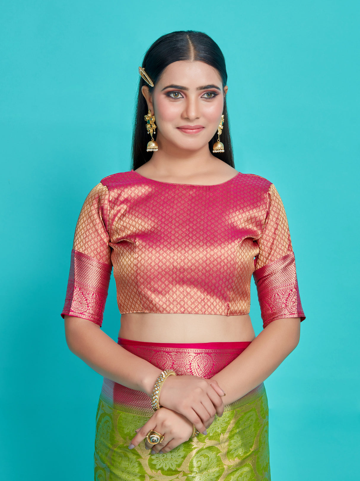 Mimosa Women's Woven Design Kanjivaram Style Art Silk Saree With Blouse Piece : SA0000385OLFREE