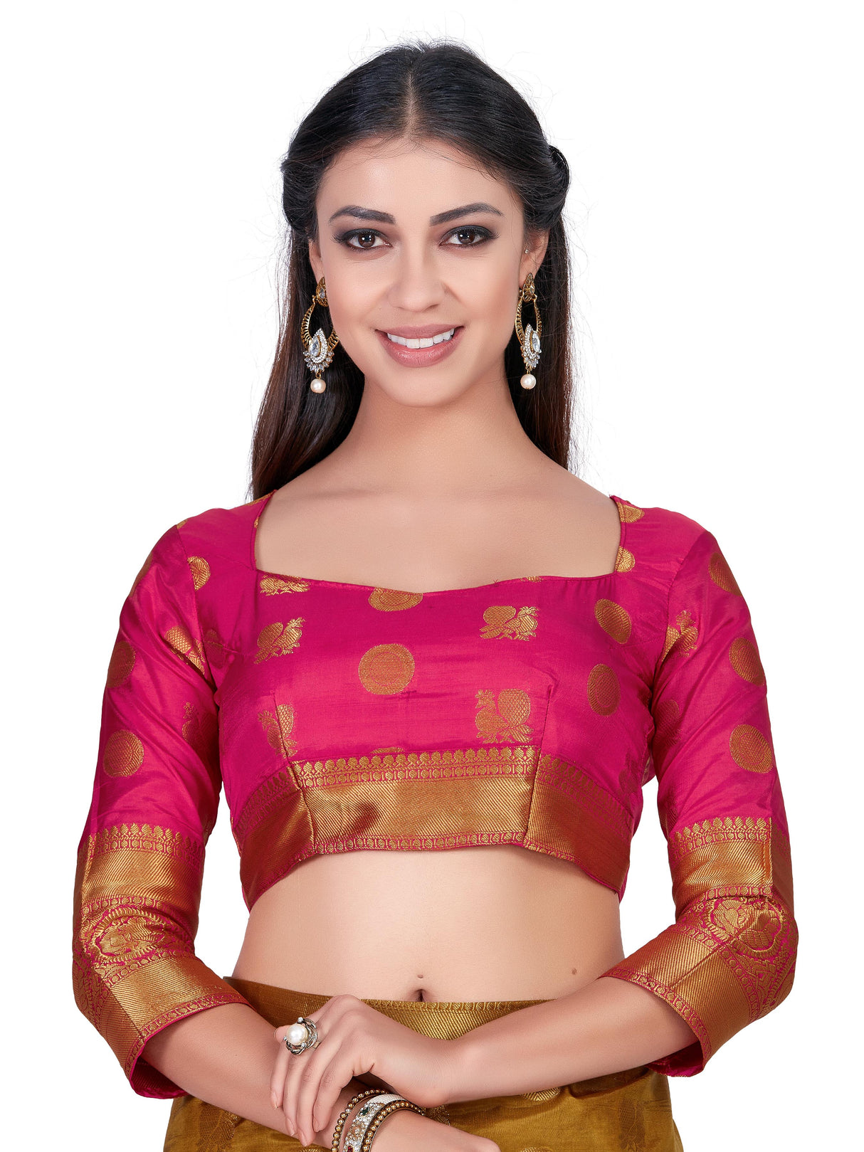 Mimosa Womens Art Silk Saree Kanjivaram Chiku Color