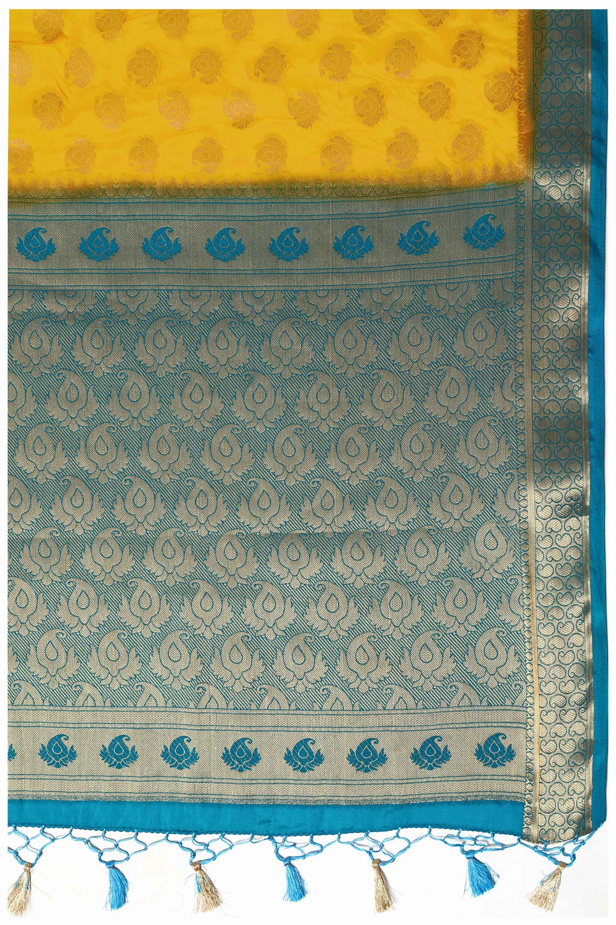 Mimosa Womens Crepe Saree Mysore Silk Gold Color