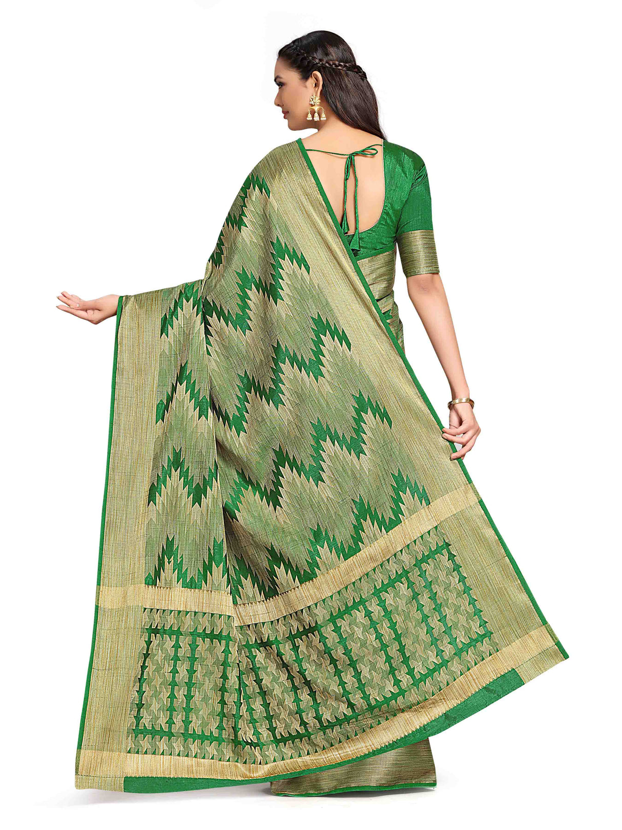 Mimosa Womens Art Silk Saree Kanjivaram Green Color