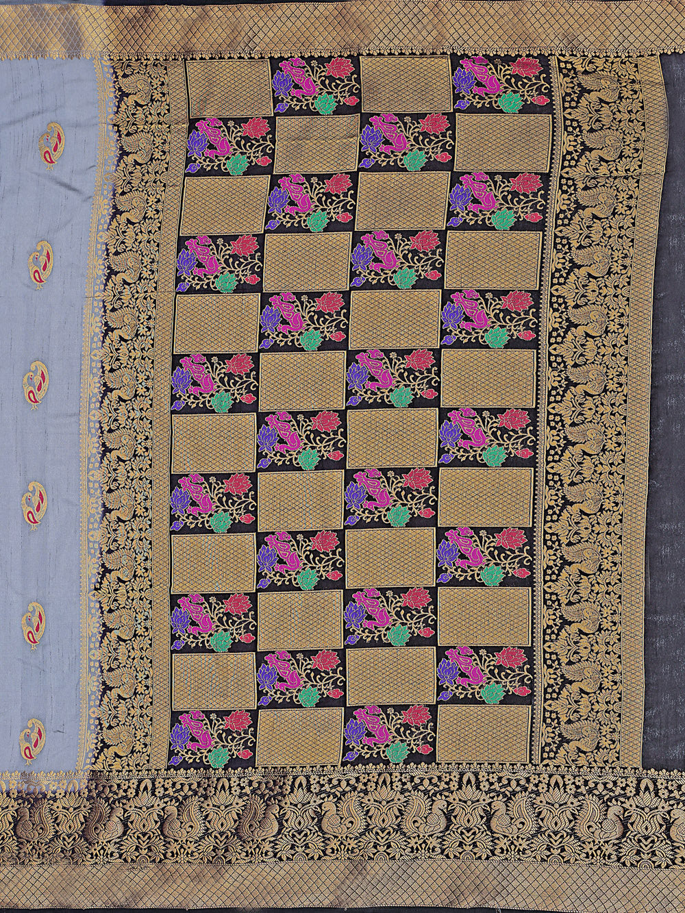 Mimosa Womens Art Silk Saree Dharmavaram Grey Color