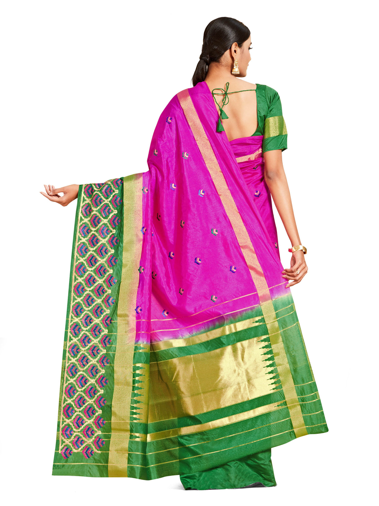 Mimosa Womens Art Silk Saree Kanjivaram Mejanta Color