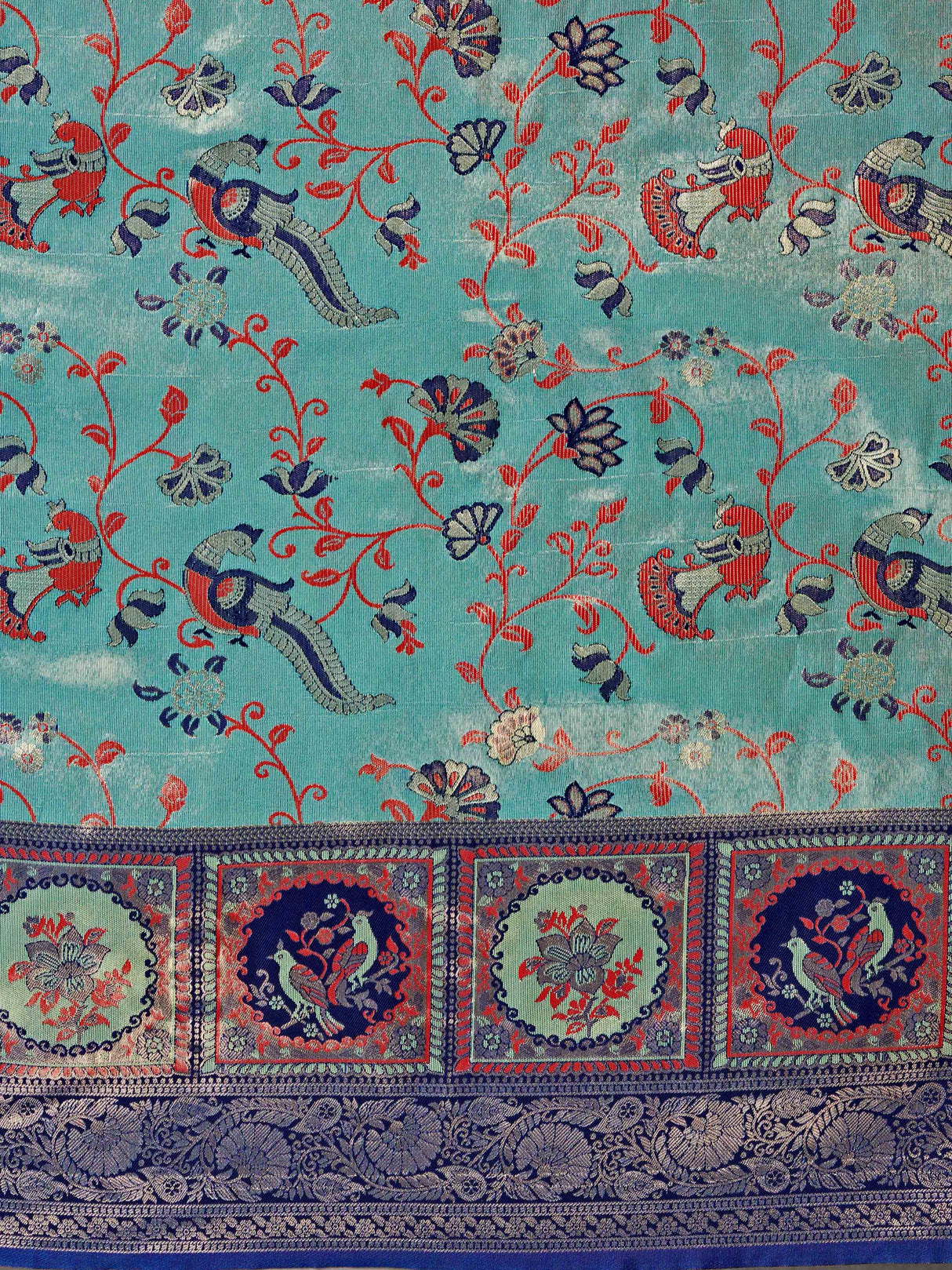 Mimosa Women's Woven Design Patola Style Art Silk Saree With Blouse Piece : SA00001389BLUFREE