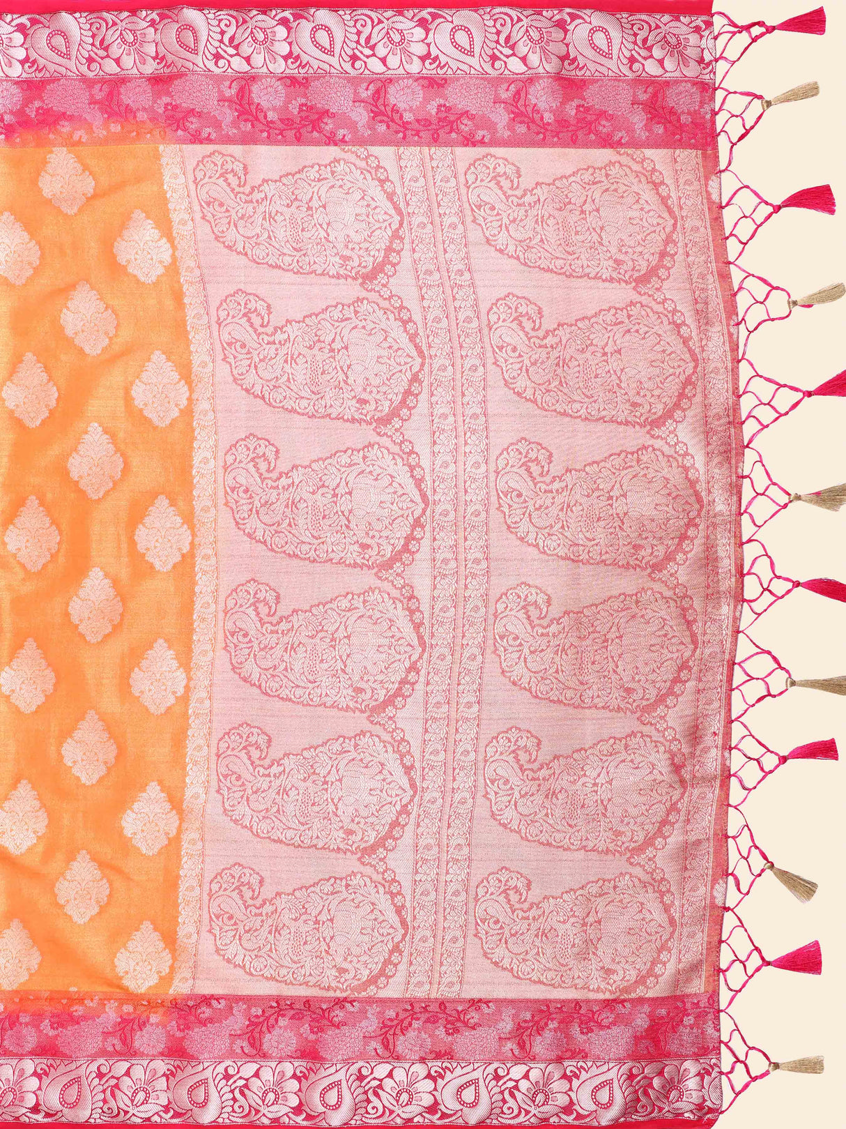 Mimosa Womens Art Silk Saree Kanjivaram Peach Color