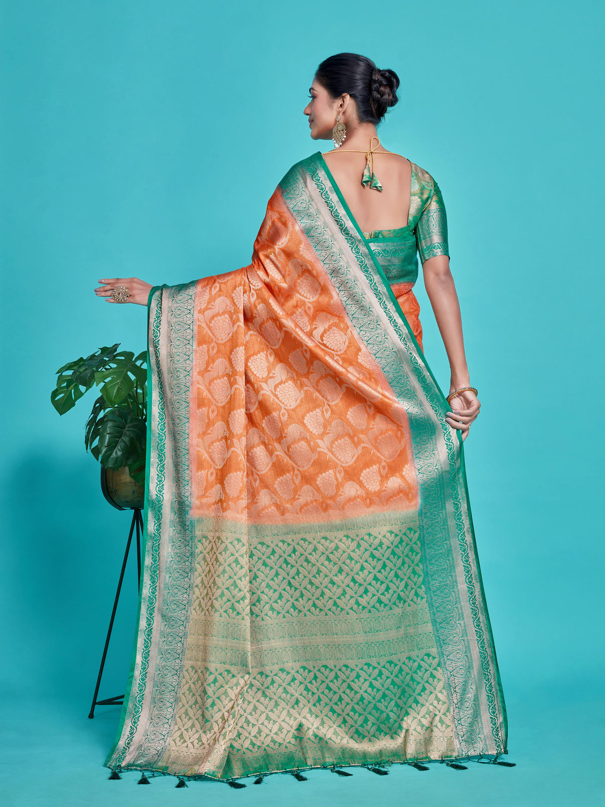 Mimosa Women's Woven Design Kanjivaram Style Art Silk Saree With Blouse Piece : SA0000373PCFREE