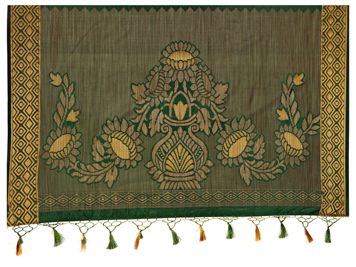 Mimosa Womens Art Silk Saree Kanjivaram BGreen Color