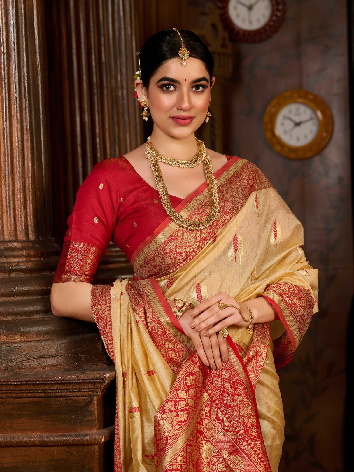 Mimosa Women's Woven Design Bishnupur Art Silk Saree With Blouse Piece : SA0000867CK