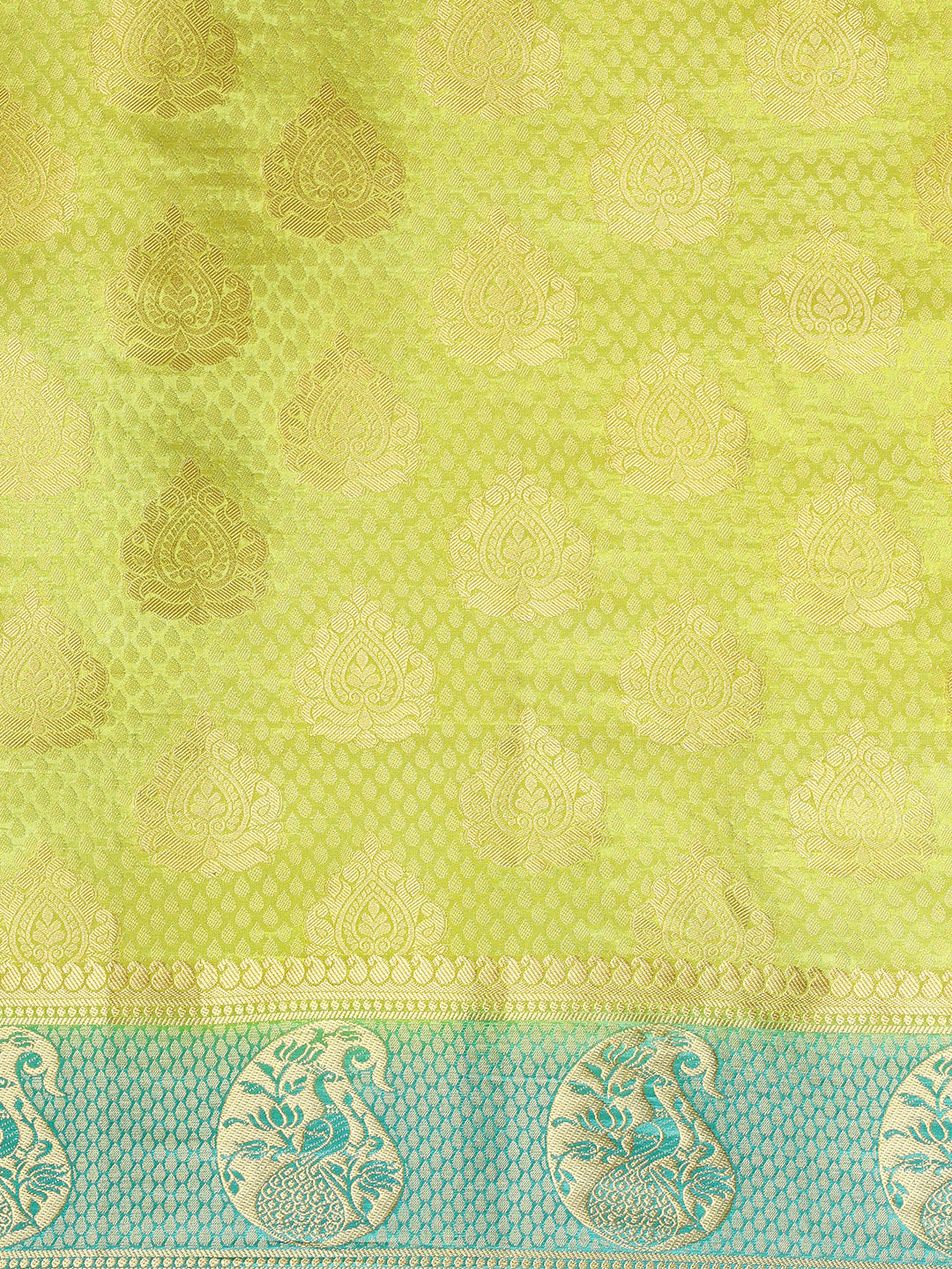 Mimosa Womens Art Silk Saree Kanjivaram Olive Color