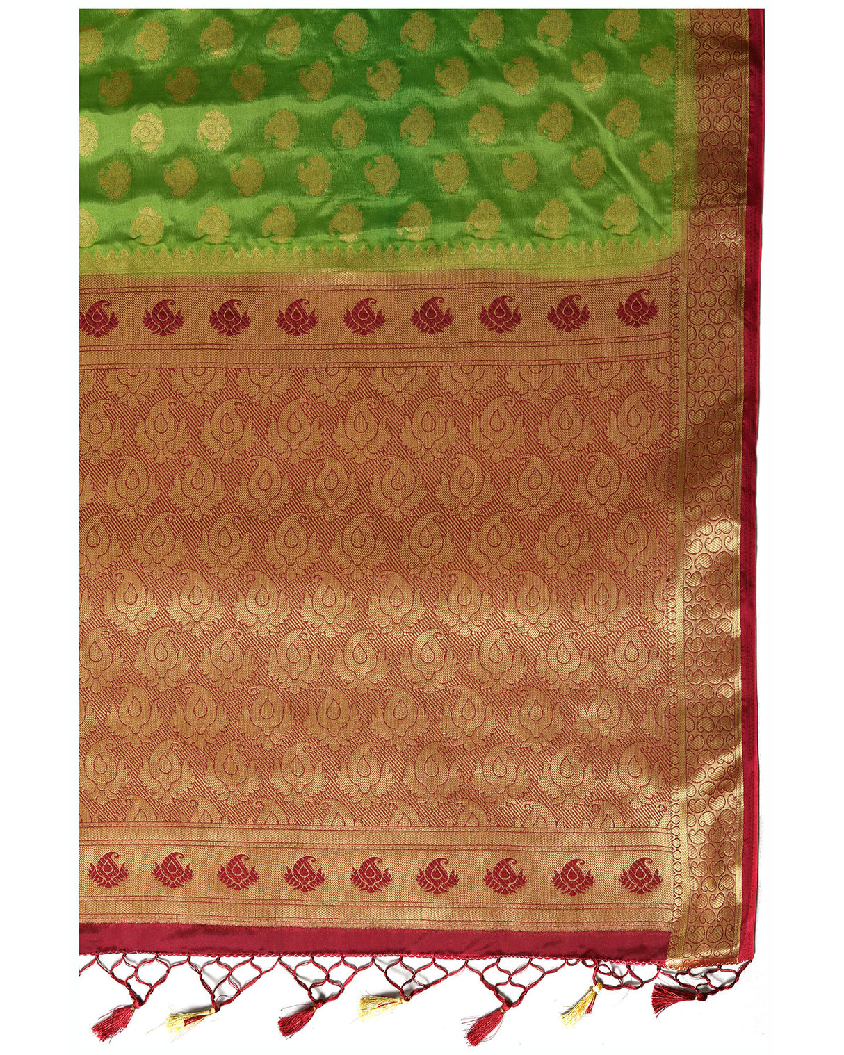 Mimosa Womens Crepe Saree Mysore Silk Olive Color