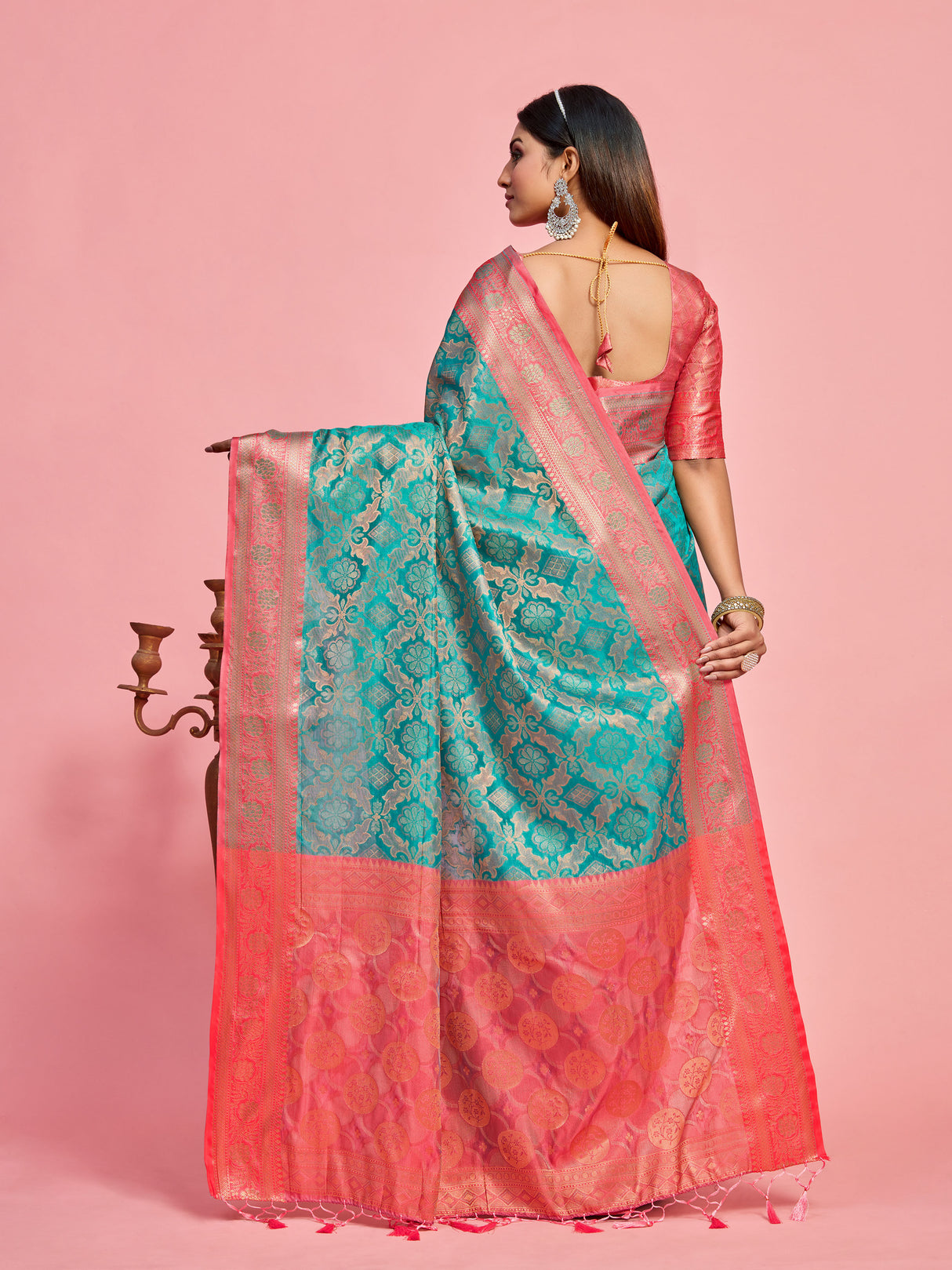 Mimosa Women's Woven Design Kanjivaram Art Silk Saree With Blouse Piece : SA00001230SFFREE