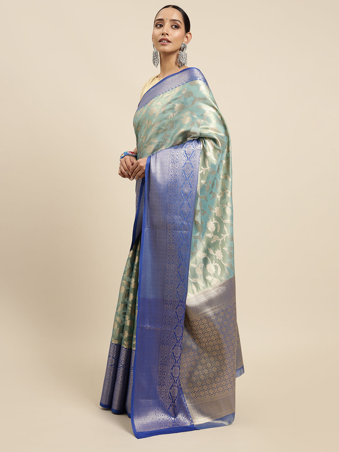 Mimosa Womens Art Silk Saree Kanjivaram Grey Color