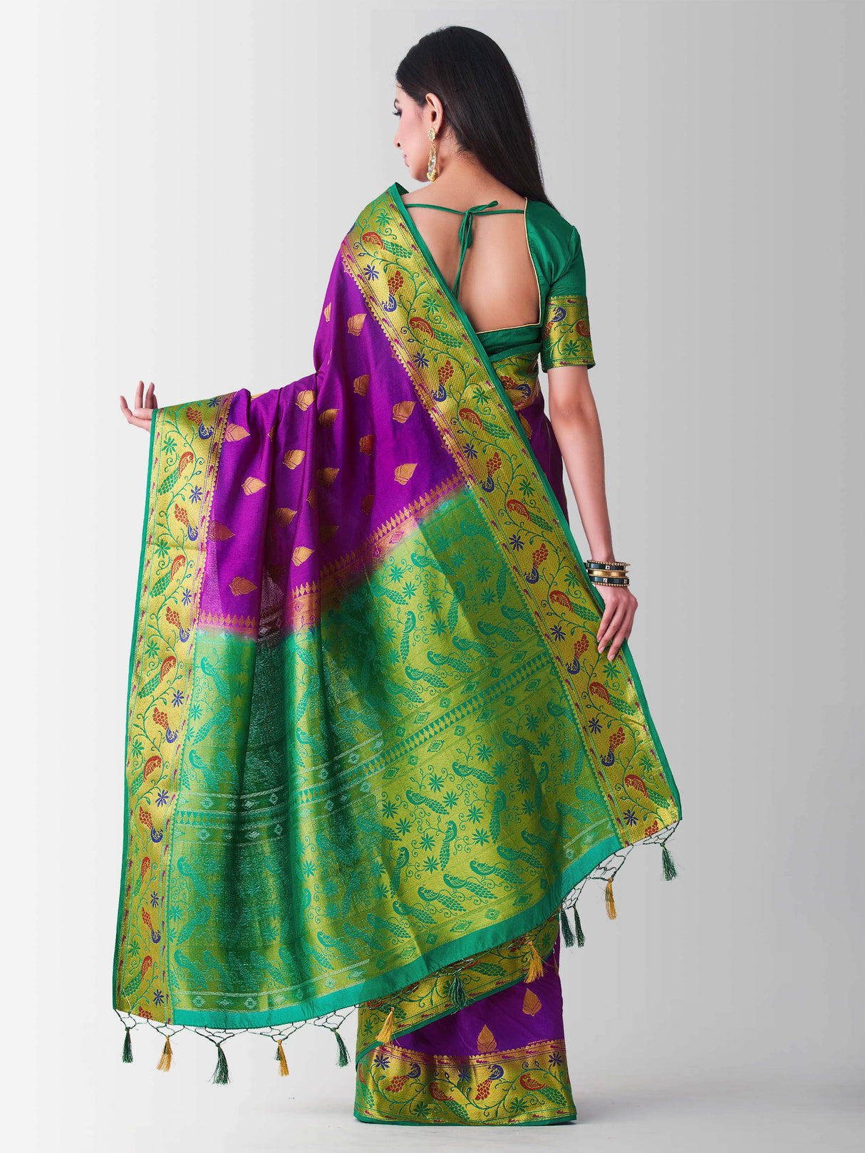 Mimosa Womens Art Silk Saree Kanjivaram Mejanta Color