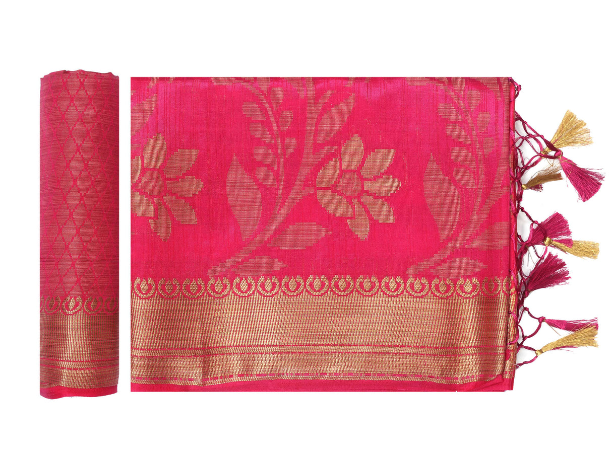 Mimosa Womens Art Silk Saree Kanjivaram Strawberry Color
