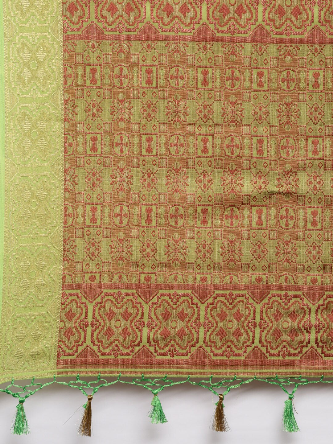 Mimosa Womens Art Silk Saree Patola Pista Color