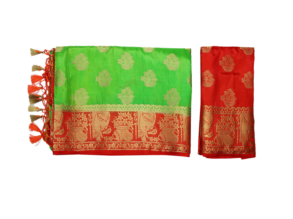 Mimosa Womens Art Silk Saree Kanjivaram Liril Color