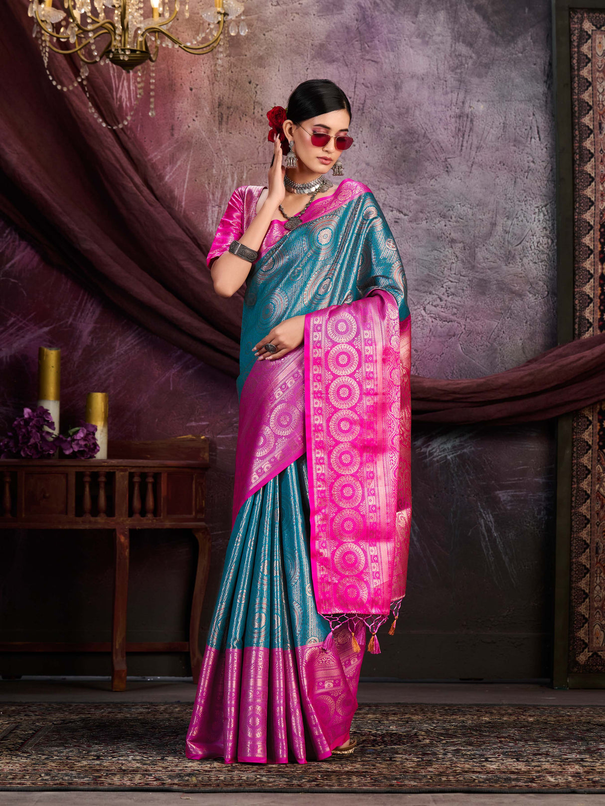Mimosa Women's Woven Design Kanjivaram Art Silk Saree With Blouse Piece : SA0000912SF