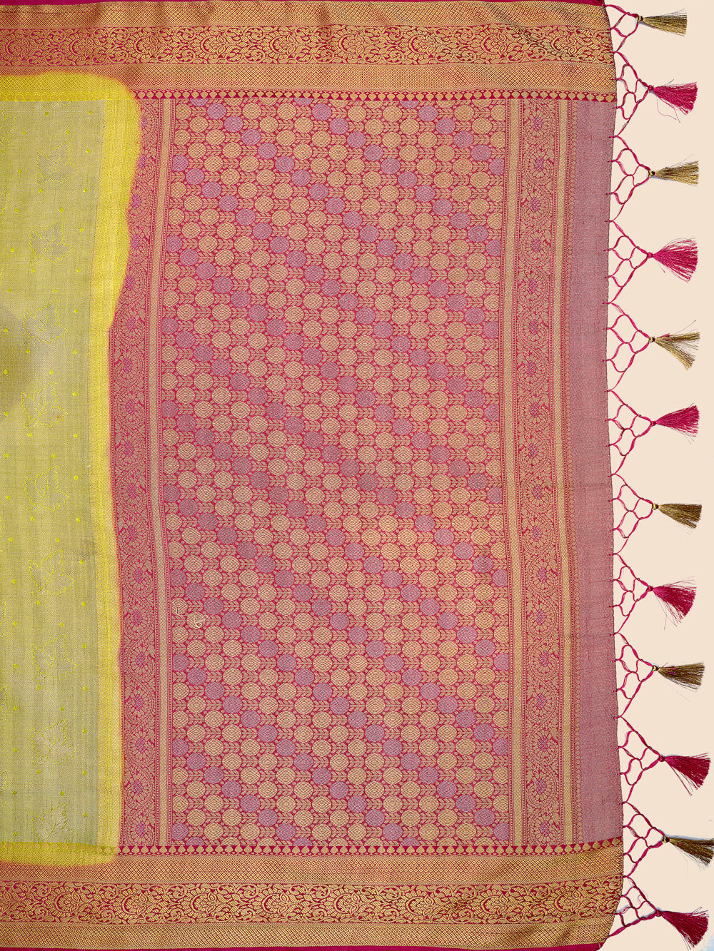 Mimosa Womens Art Silk Saree Kanjivaram Yellow Color