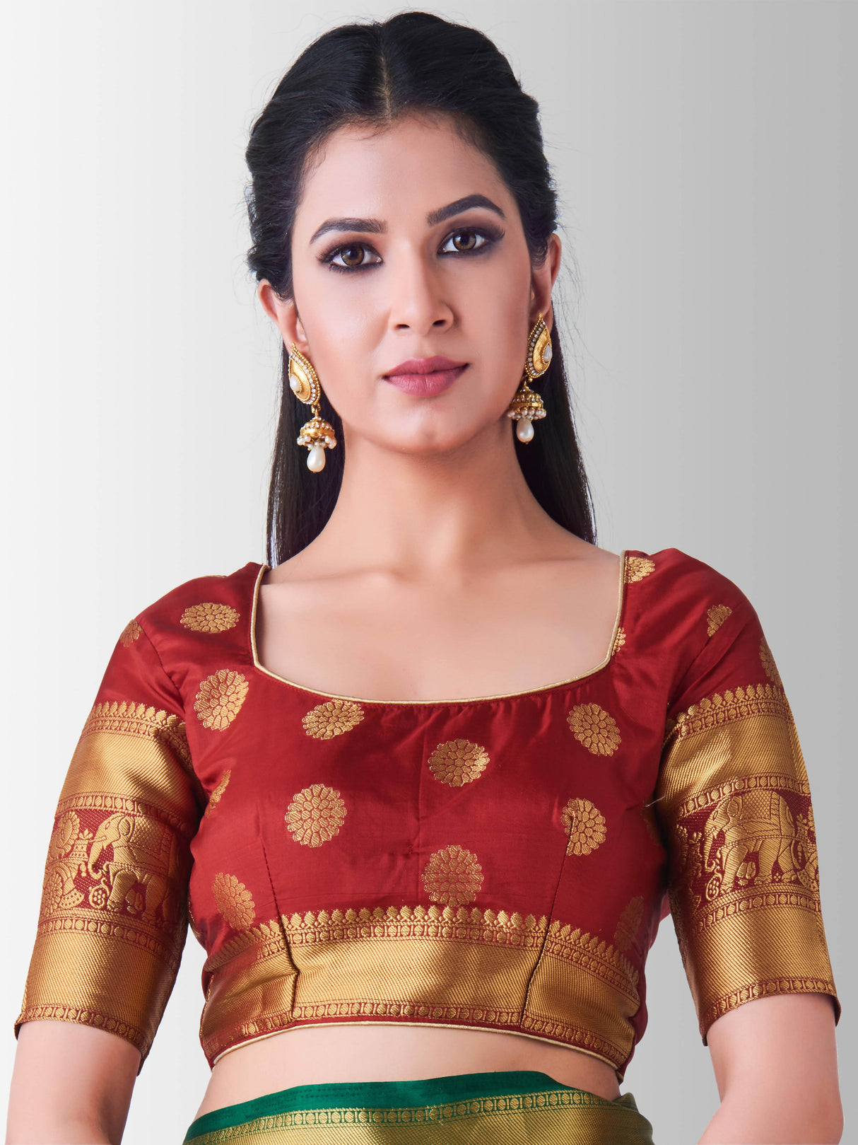 Mimosa Womens Art Silk Saree Kanjivaram BGreen Color