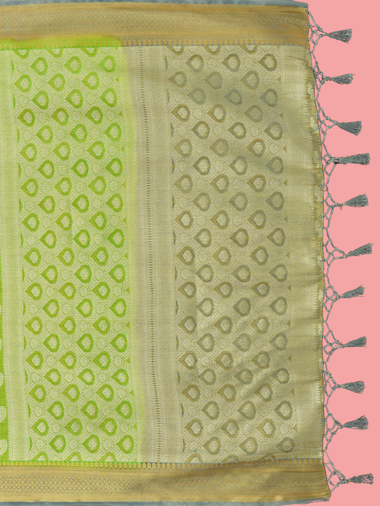 Mimosa Women's Woven Design Kanjivaram Style Art Silk Saree With Blouse Piece : SA0000379LRFREE