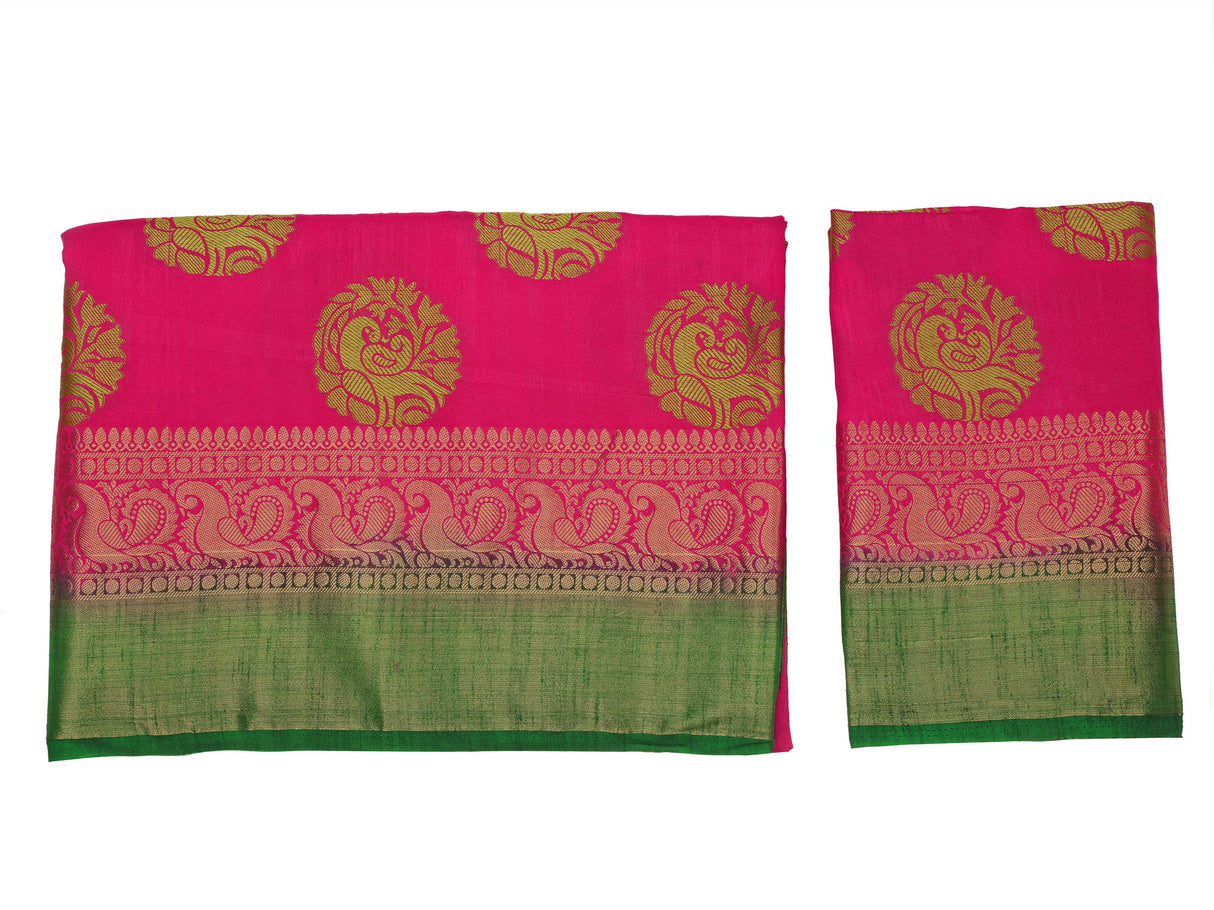 Mimosa Womens Art Silk Saree Kanjivaram Strawberry Color