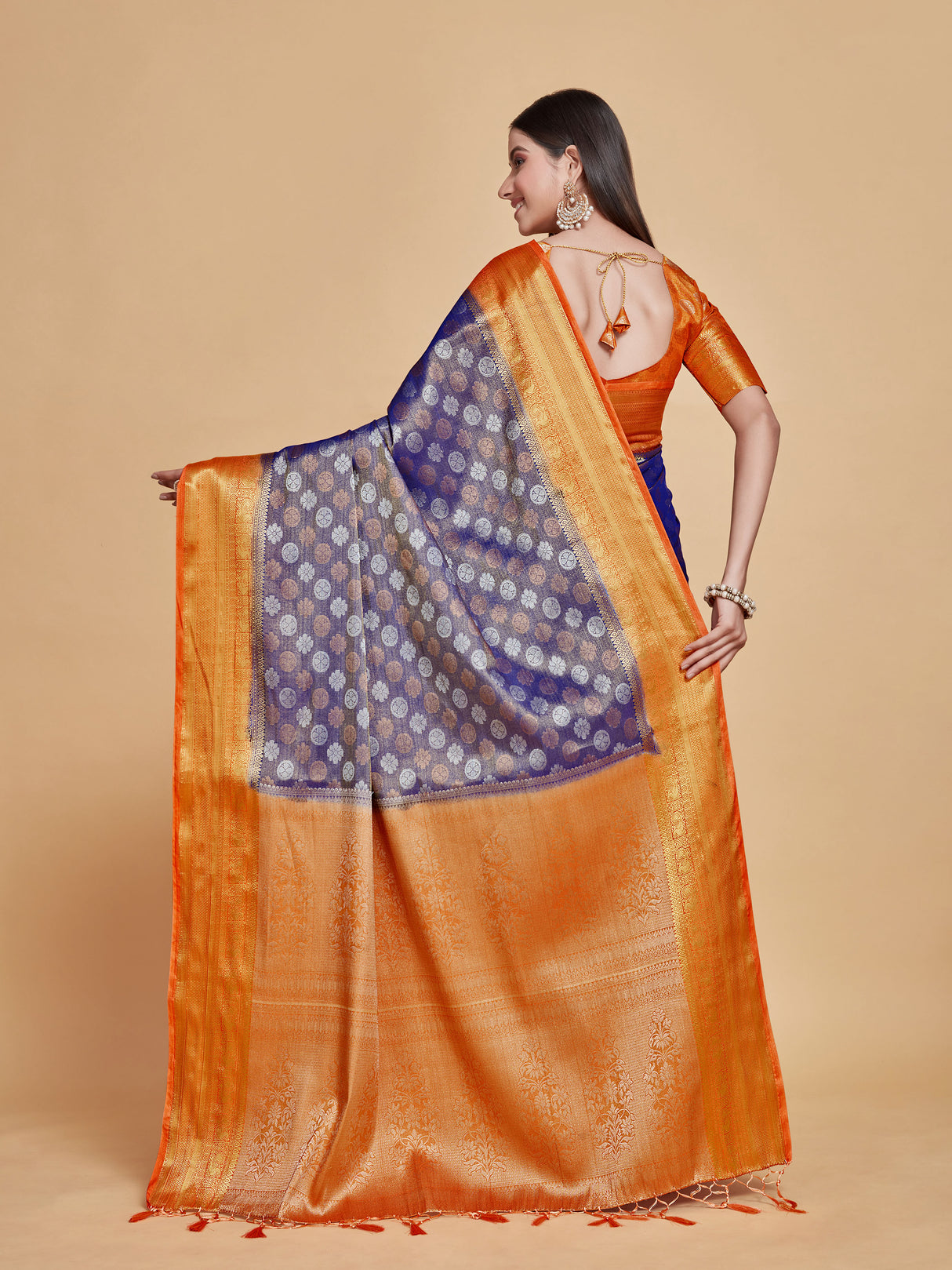 Mimosa Women's Woven Design Kanjivaram Style Art Silk Saree With Blouse Piece : SA0000410RBFREE