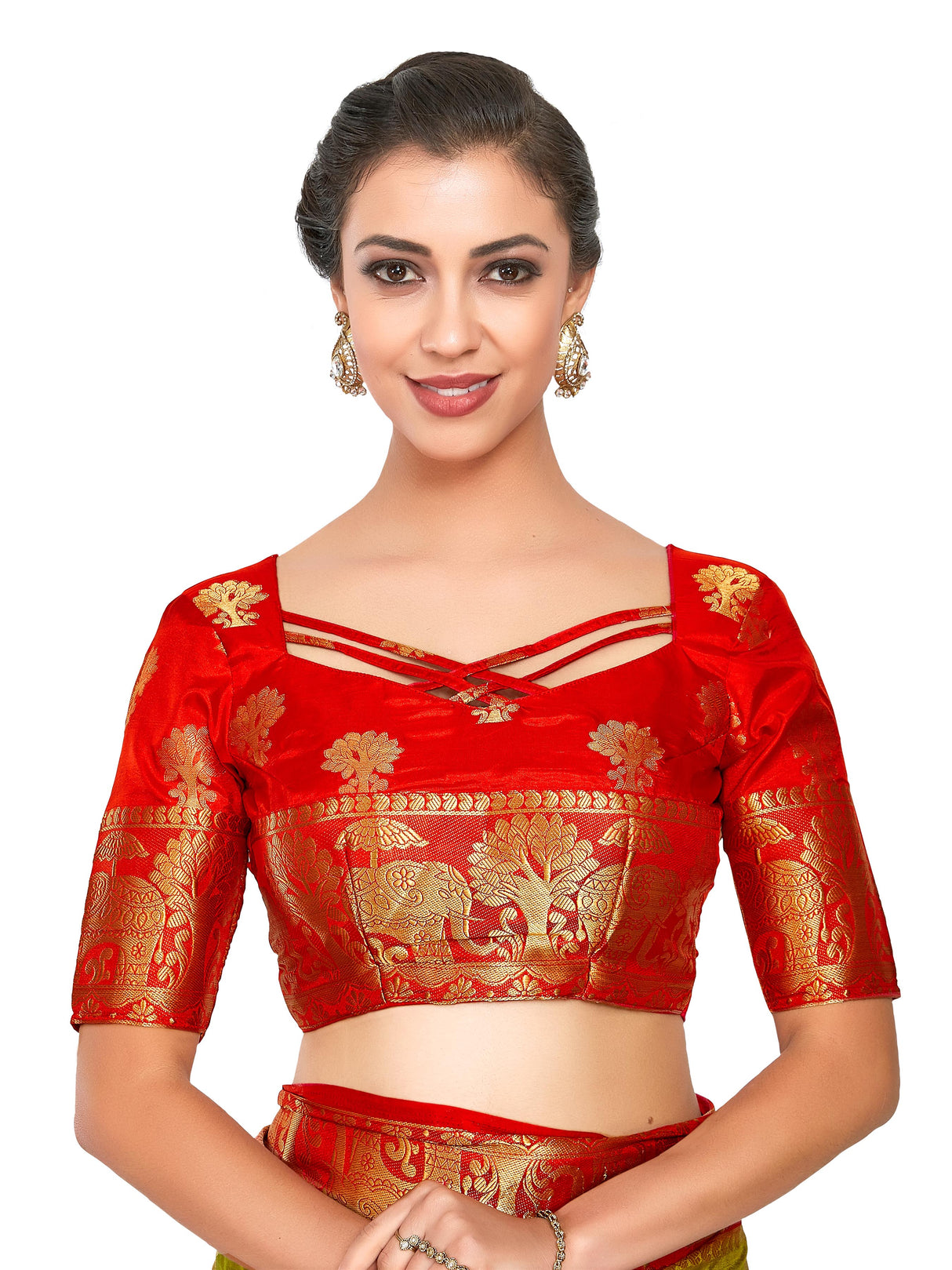 Mimosa Womens Art Silk Saree Kanjivaram Olive Color