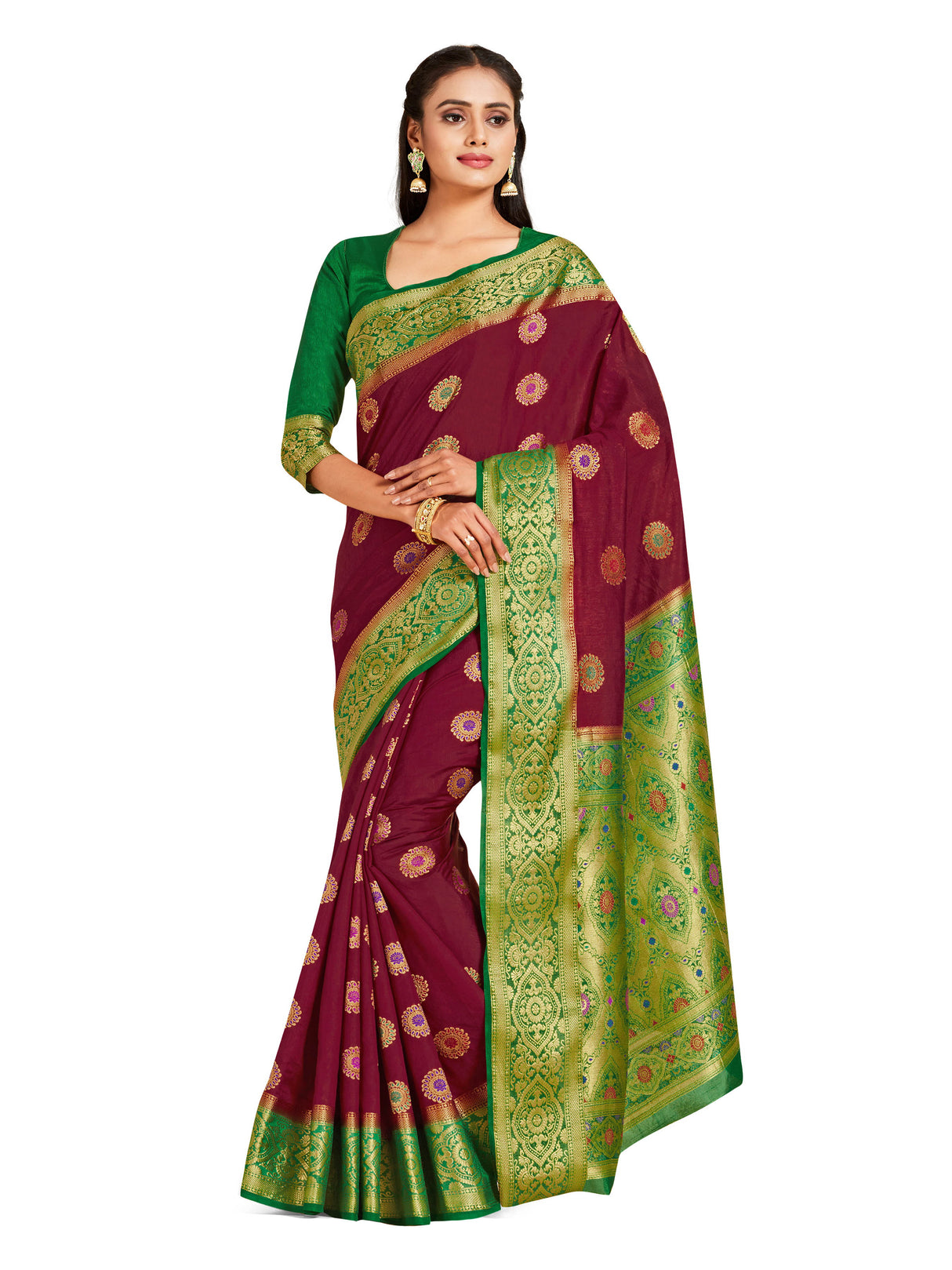 Mimosa Womens Art Silk Saree Dharmavaram Maroon Color