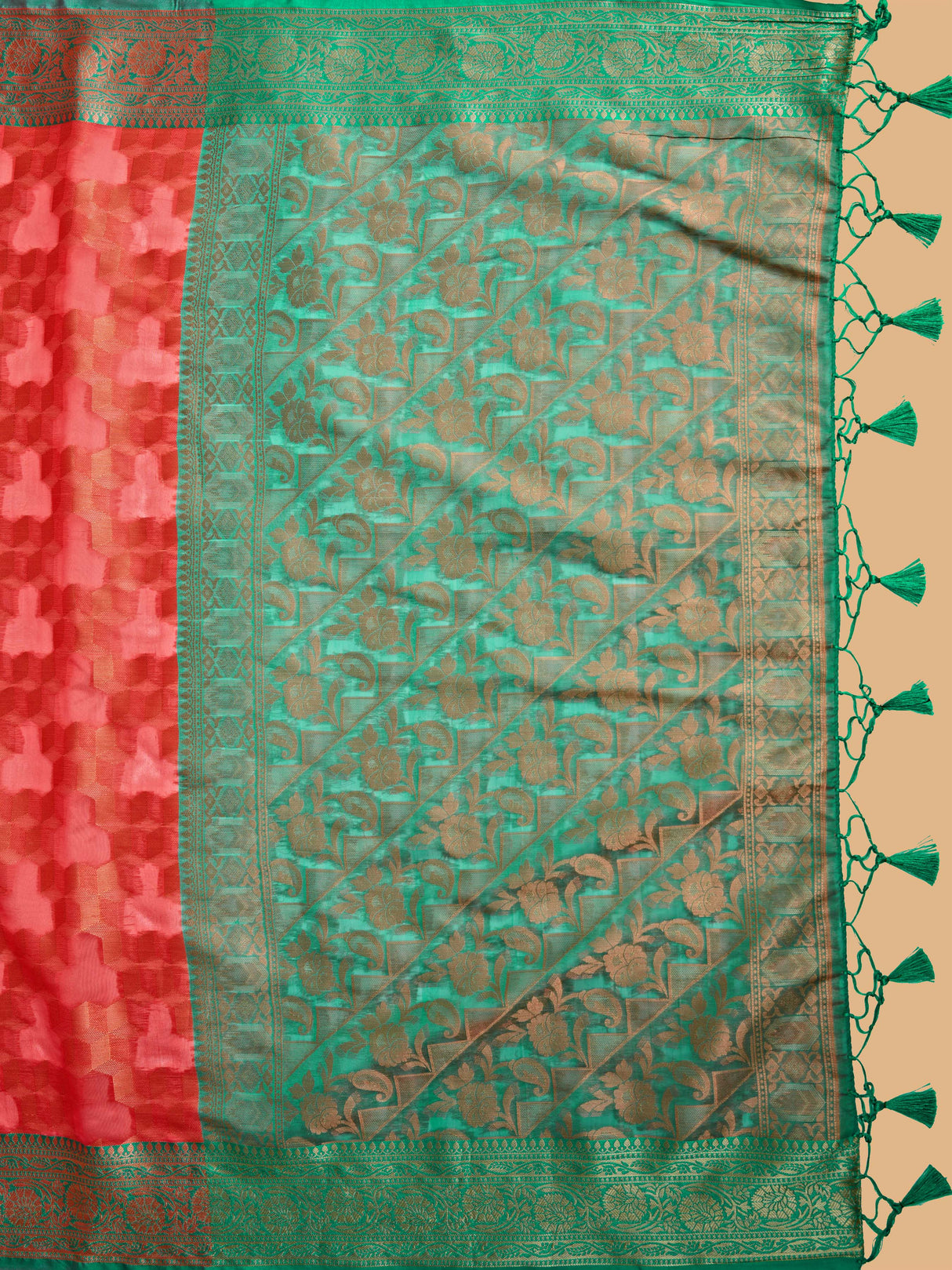 Mimosa Women's Woven Design Kanjivaram Art Silk Saree With Blouse Piece : SA00001228GJFREE