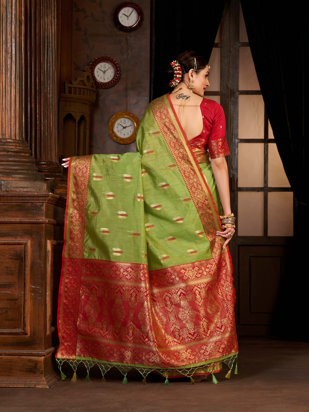 Mimosa Women's Woven Design Bishnupur Art Silk Saree With Blouse Piece : SA0000867LR