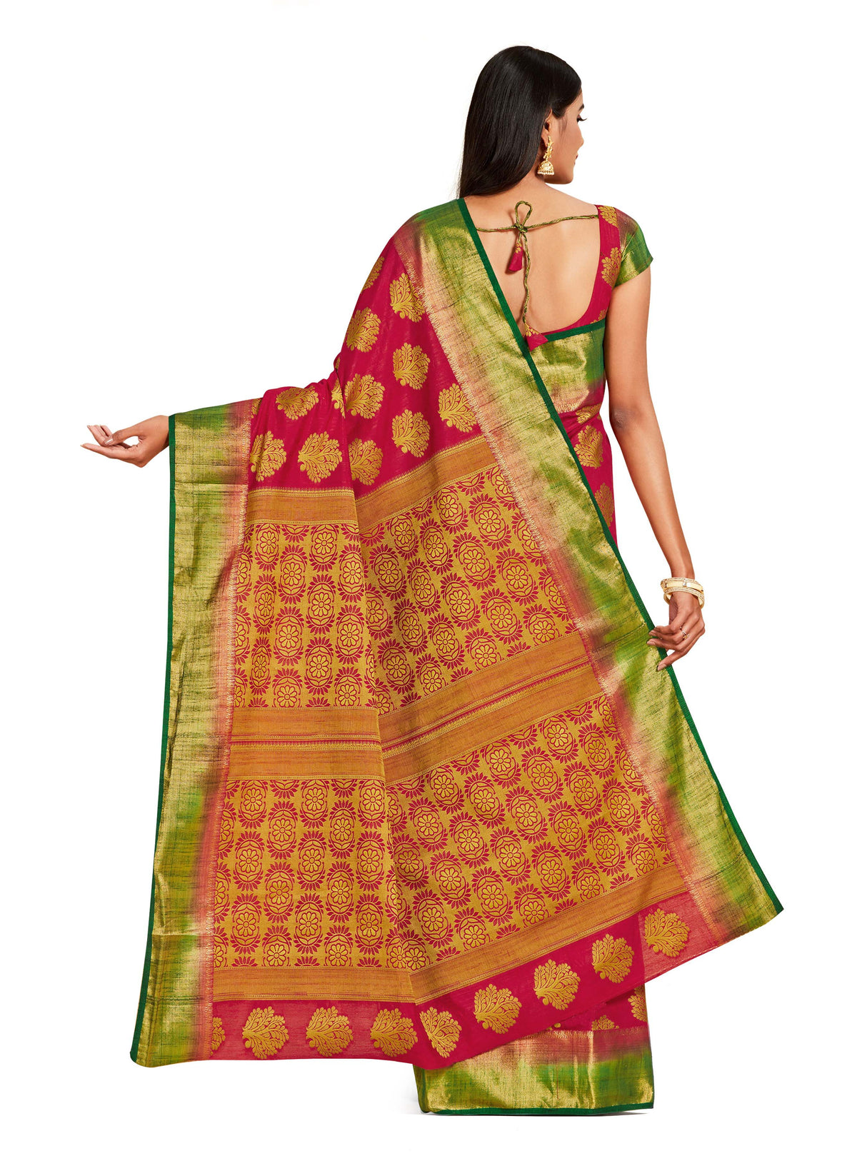 Mimosa Womens Art Silk Saree Kanjivaram Red Color