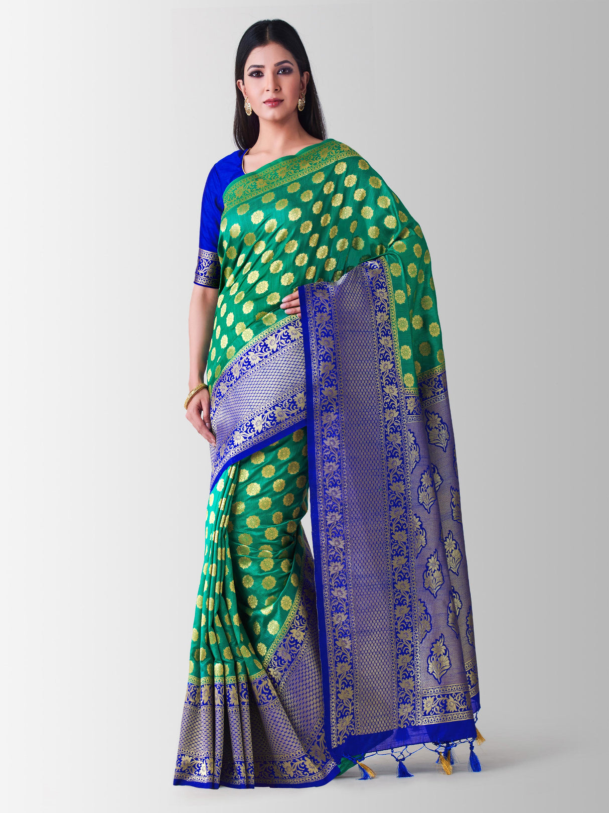 Mimosa Womens Art Silk Saree Kanjivaram Rama Color