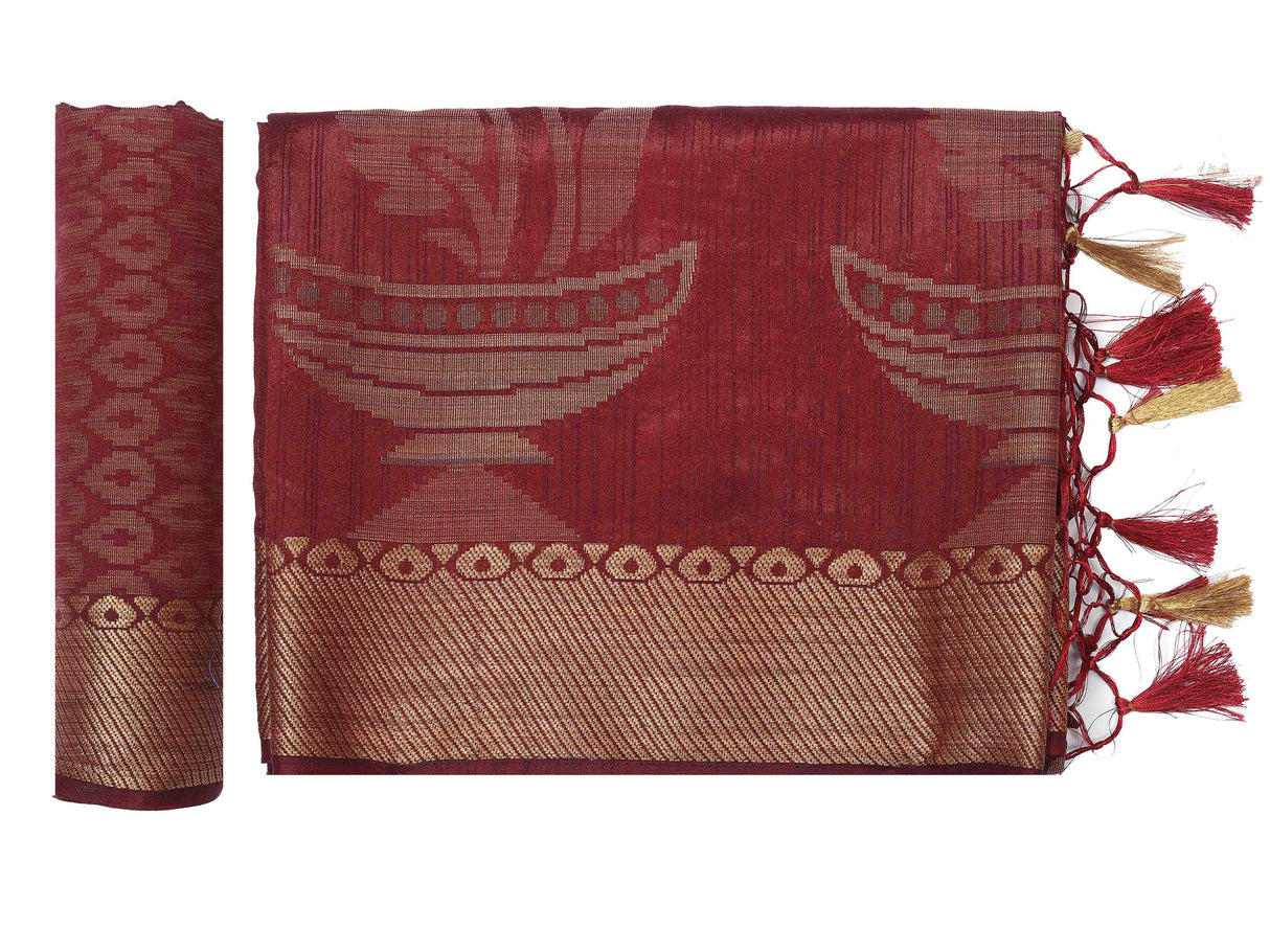 Mimosa Womens Art Silk Saree Kanjivaram Chocolate Color
