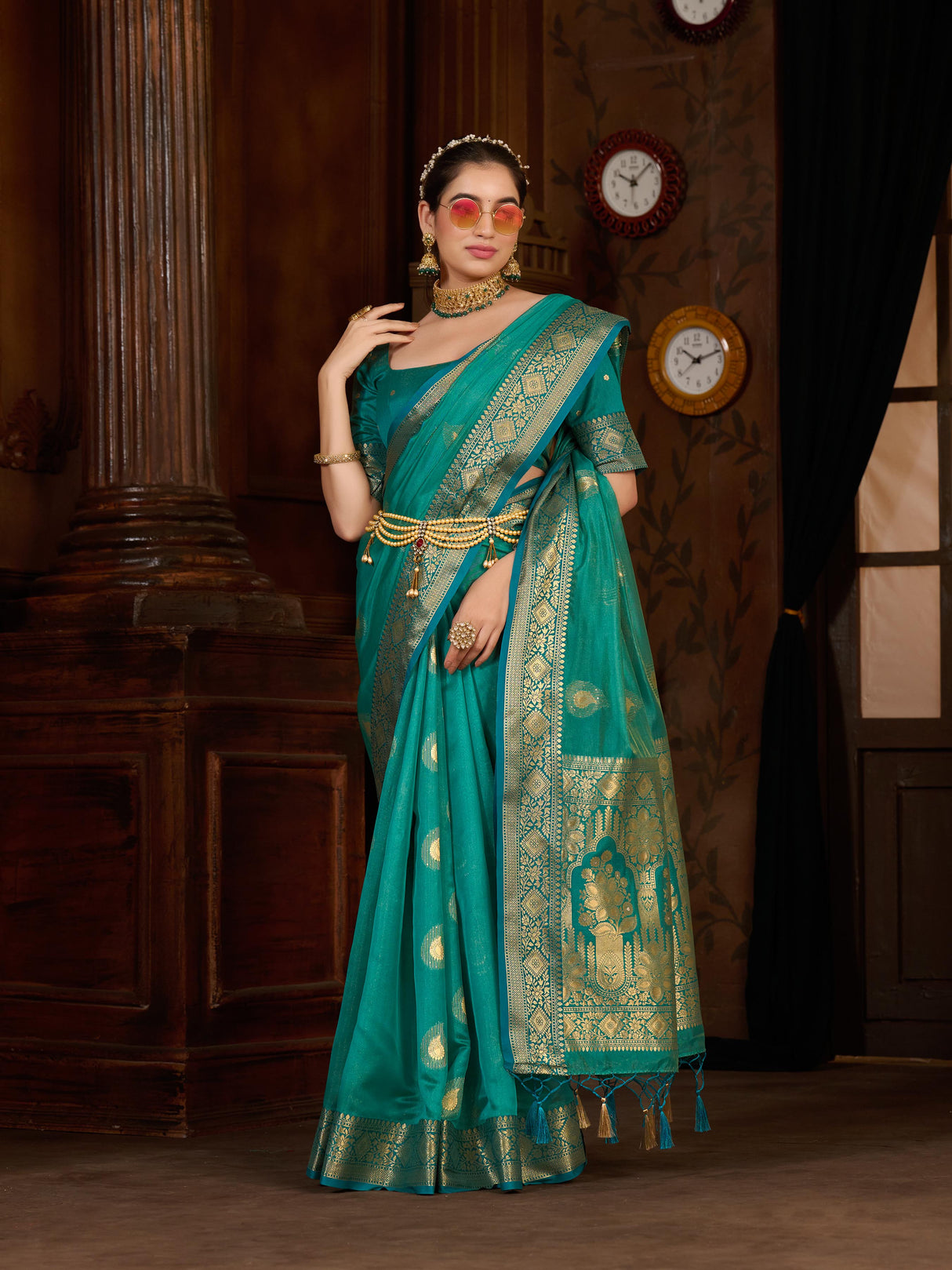 Mimosa Women's Woven Design Kanjivaram Art Silk Saree With Blouse Piece : SA0000944SF