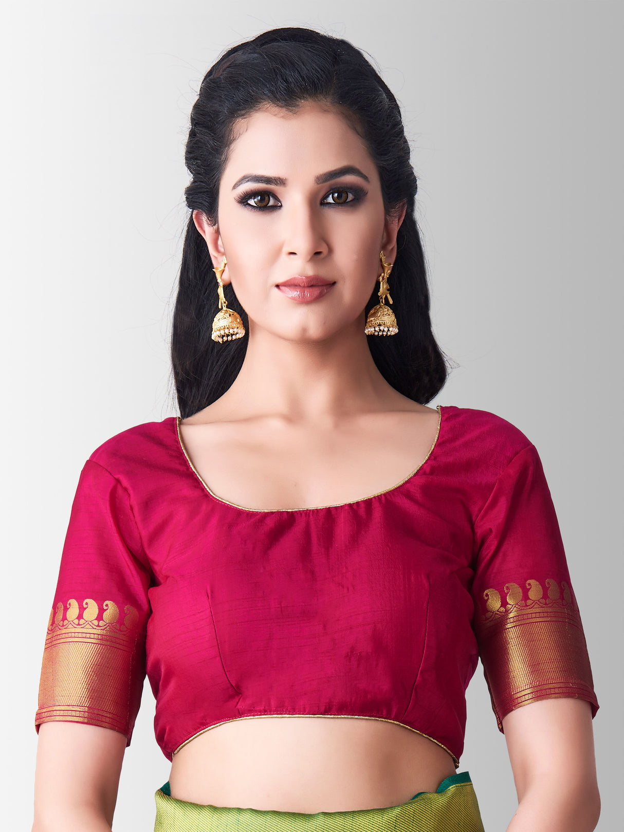 Mimosa Womens Art Silk Saree Kanjivaram Rama Color