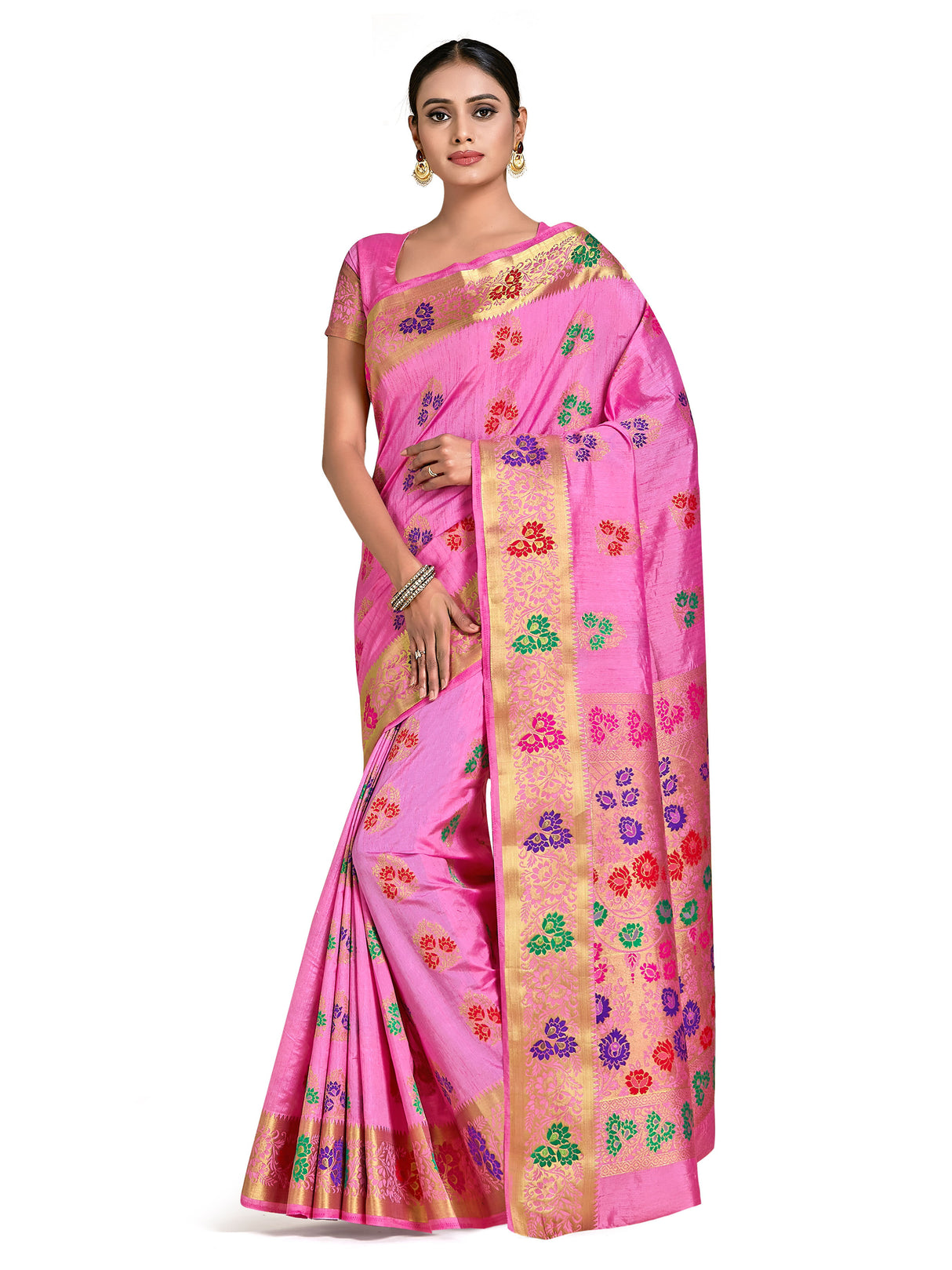 Mimosa Womens Art Silk Saree Dharmavaram Pink Color