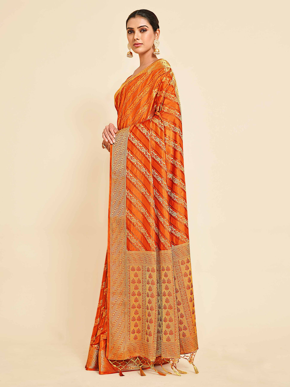 Mimosa Womens Art Silk Saree Kanjivaram Mustard Color