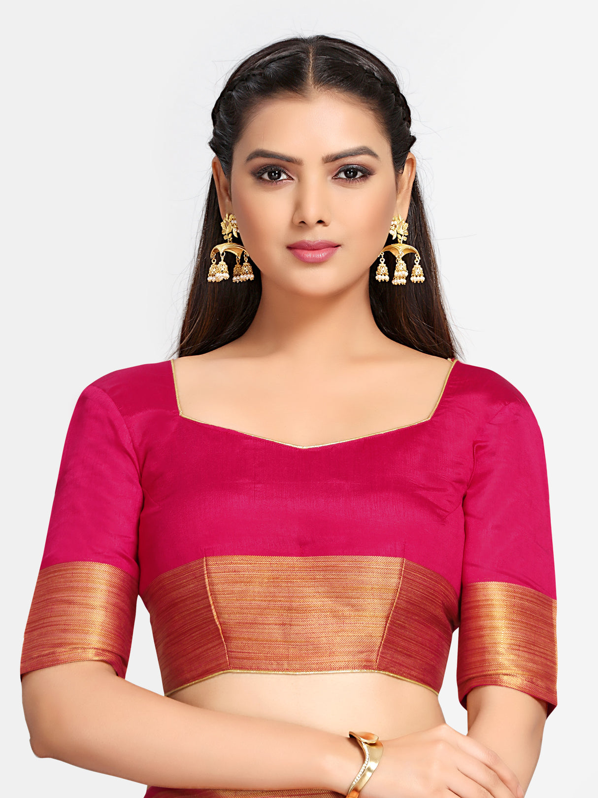 Mimosa Womens Art Silk Saree Kanjivaram Strawberry Color