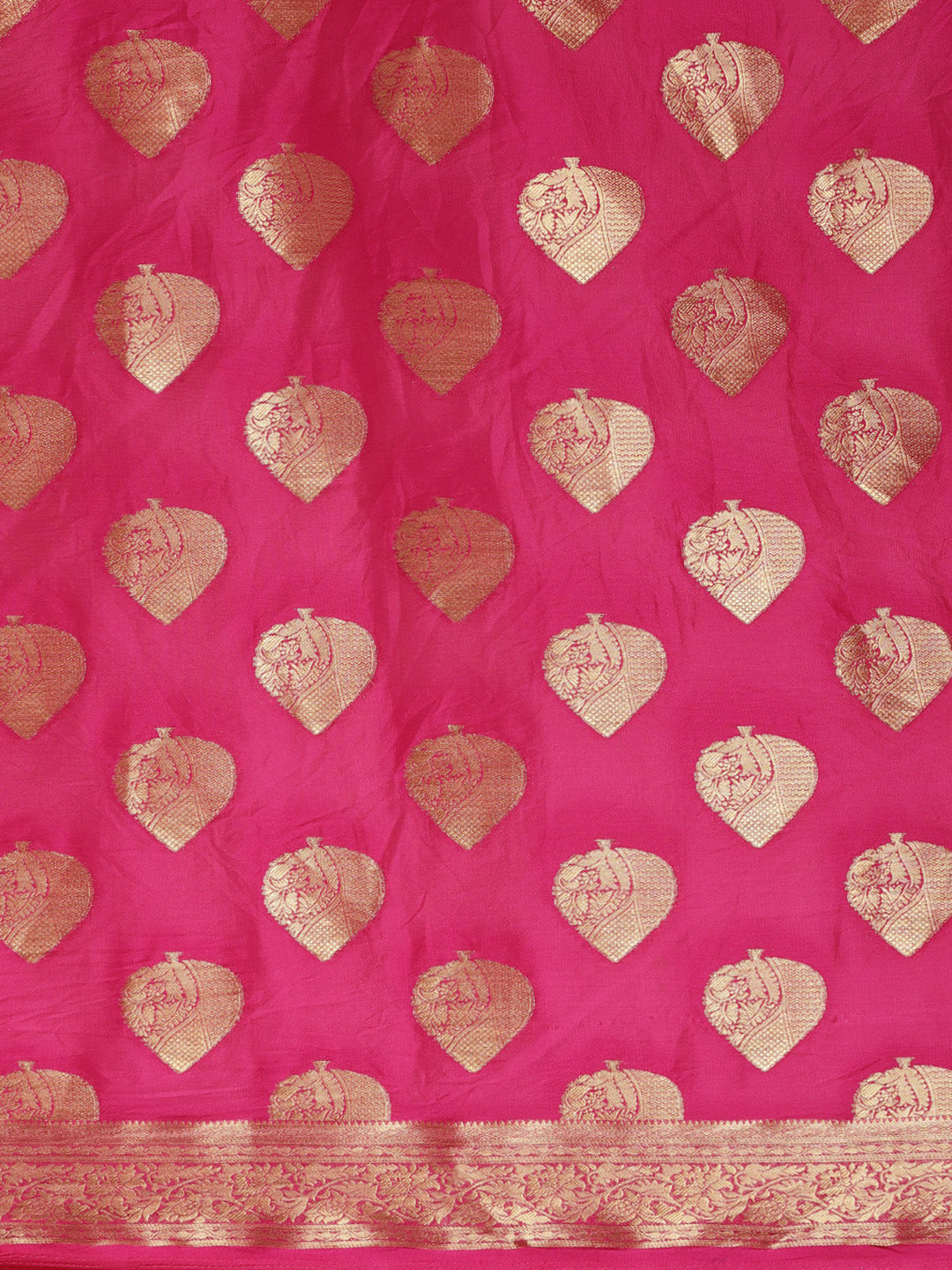 Mimosa Womens Crepe Saree Mysore Silk Rani Color