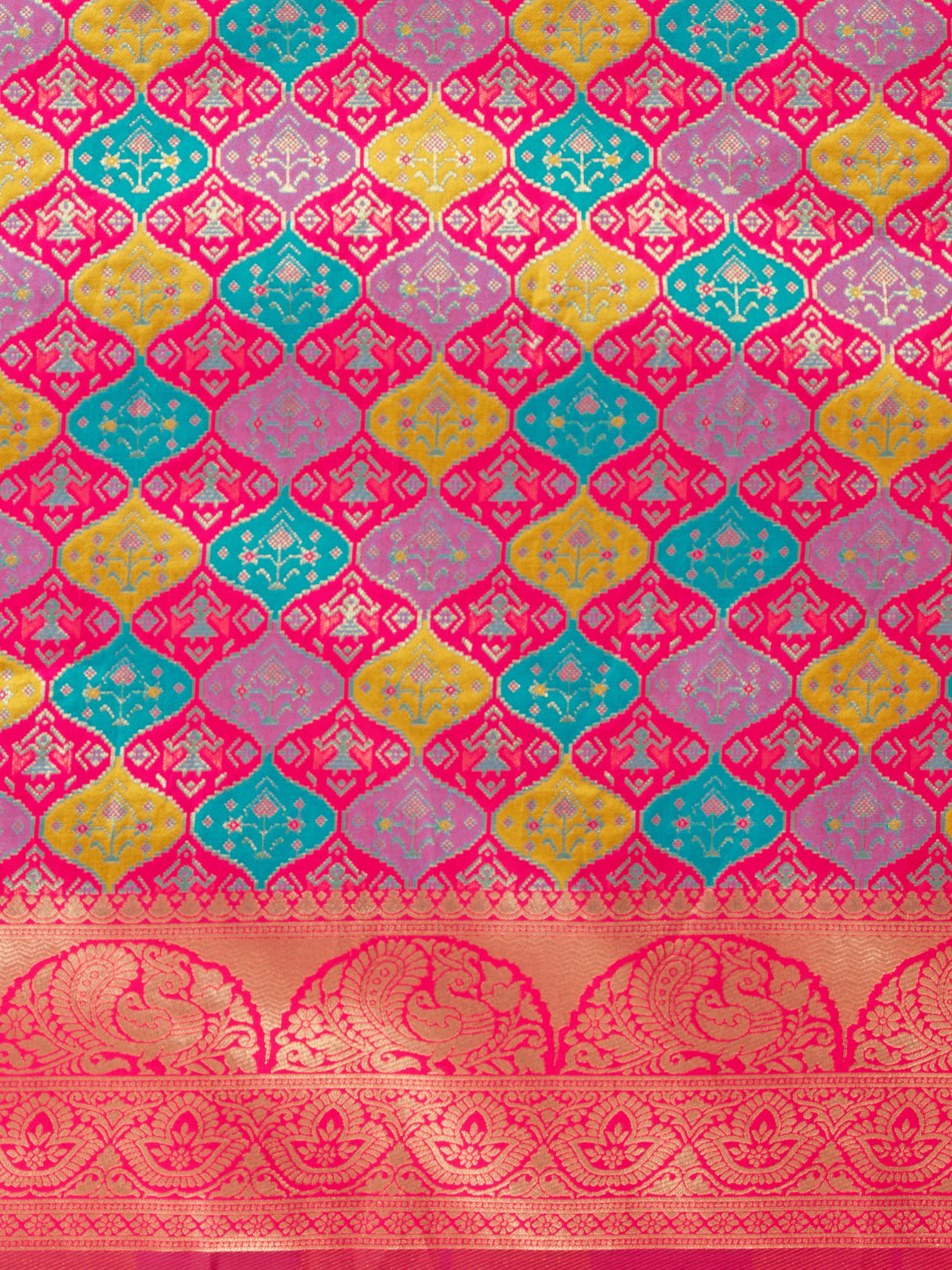 Mimosa Women's Woven Design Patola Style Art Silk Saree With Blouse Piece : SA00001343PNKFREE