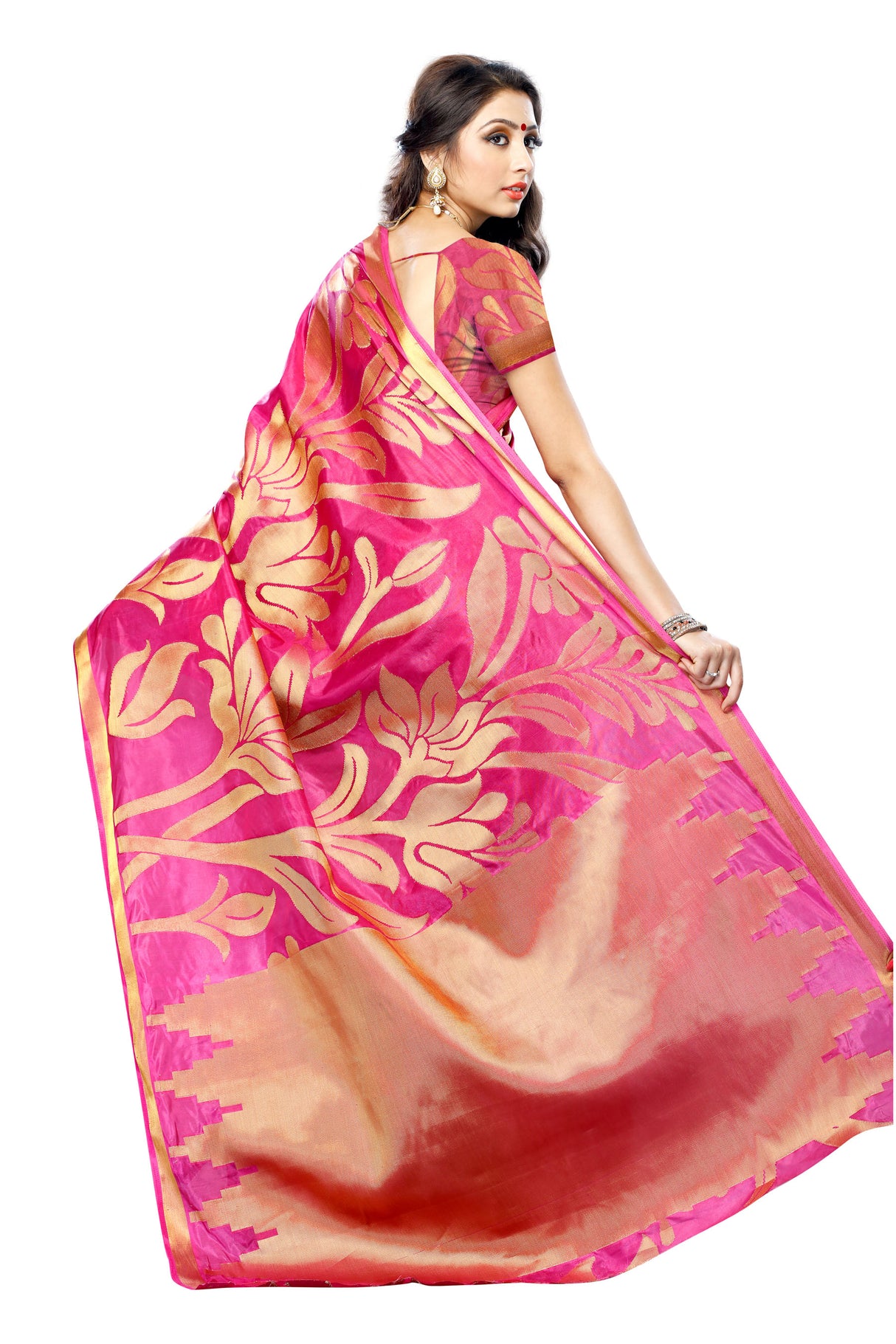 Mimosa Womens Art Silk Saree Kanjivaram Rani Color