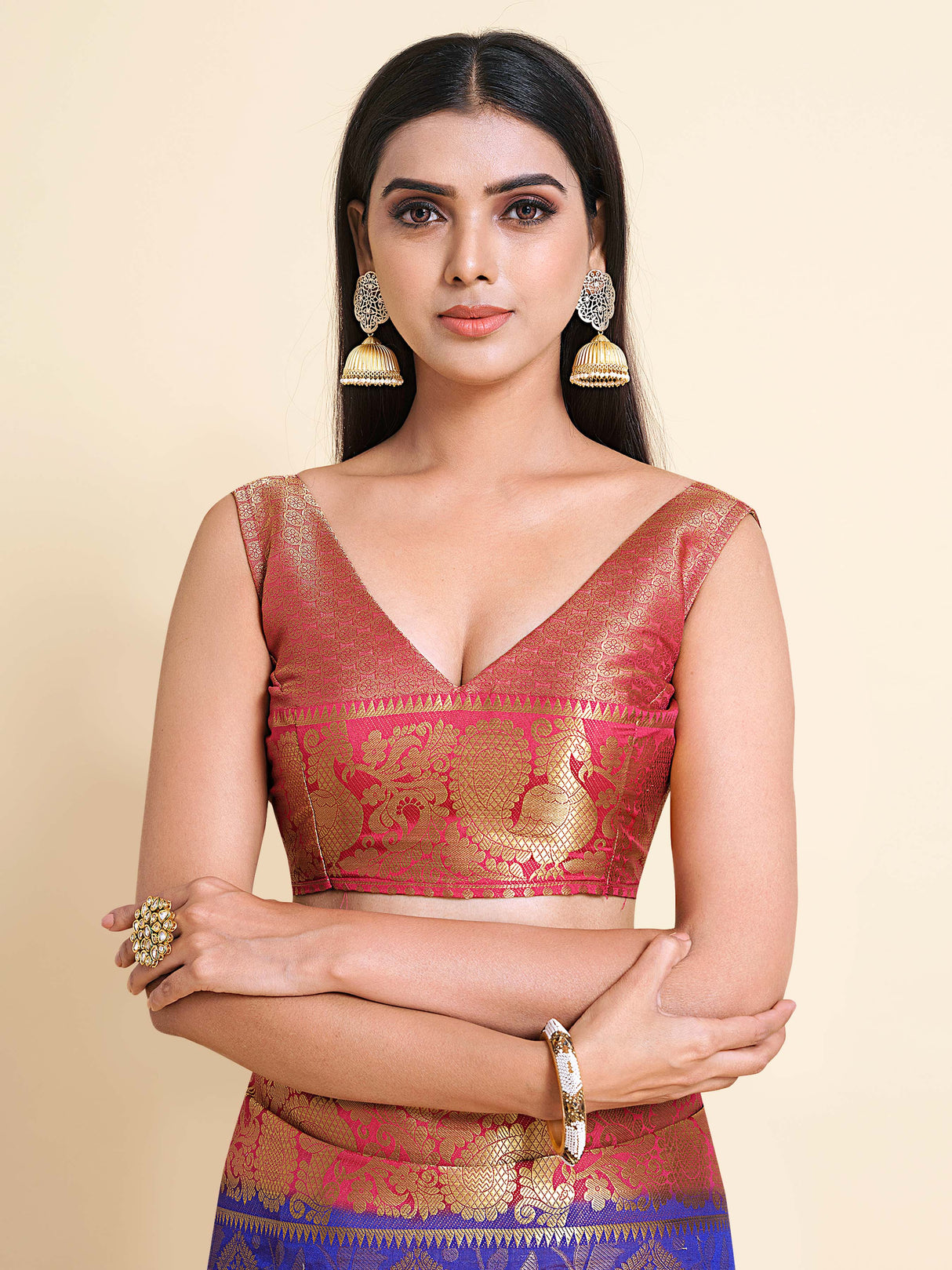 Mimosa Womens Art Silk Saree Kanjivaram Royal Blue Color