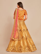 MIMOSA Women's Art Silk Semi-Stitched Lehenga with Unstitched Blouse and Dupatta